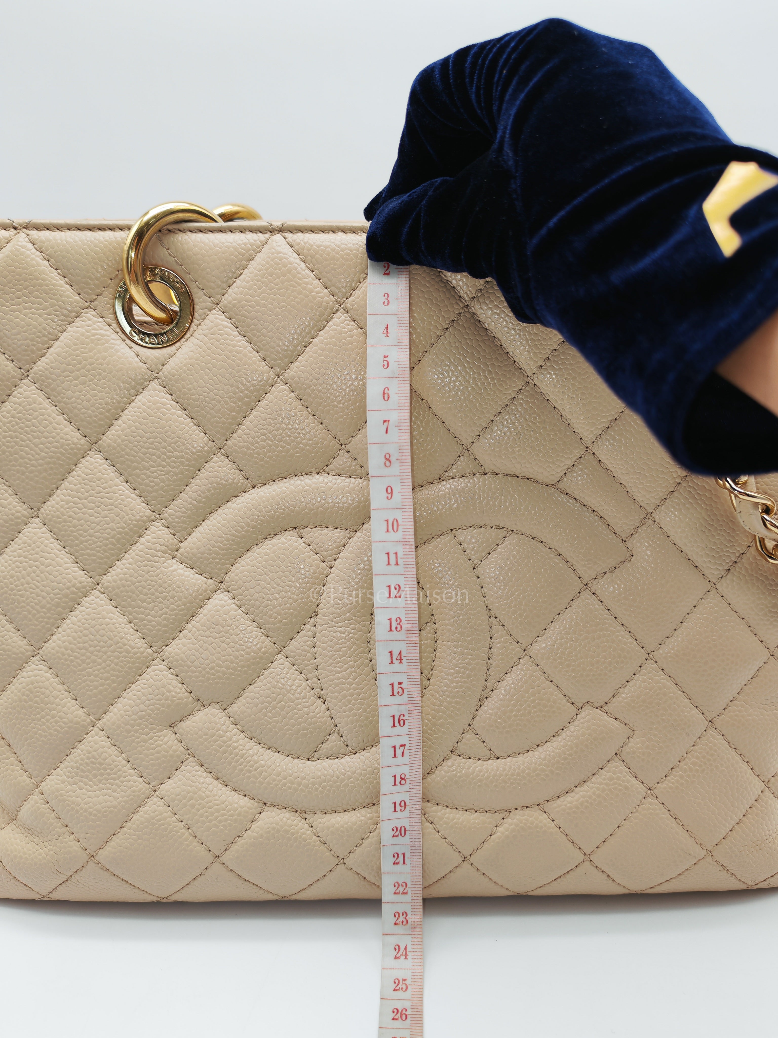 Grand Shopping Tote (GST) In Beige Clair Quilted Caviar Leather Series 16 | Purse Maison Luxury Bags Shop