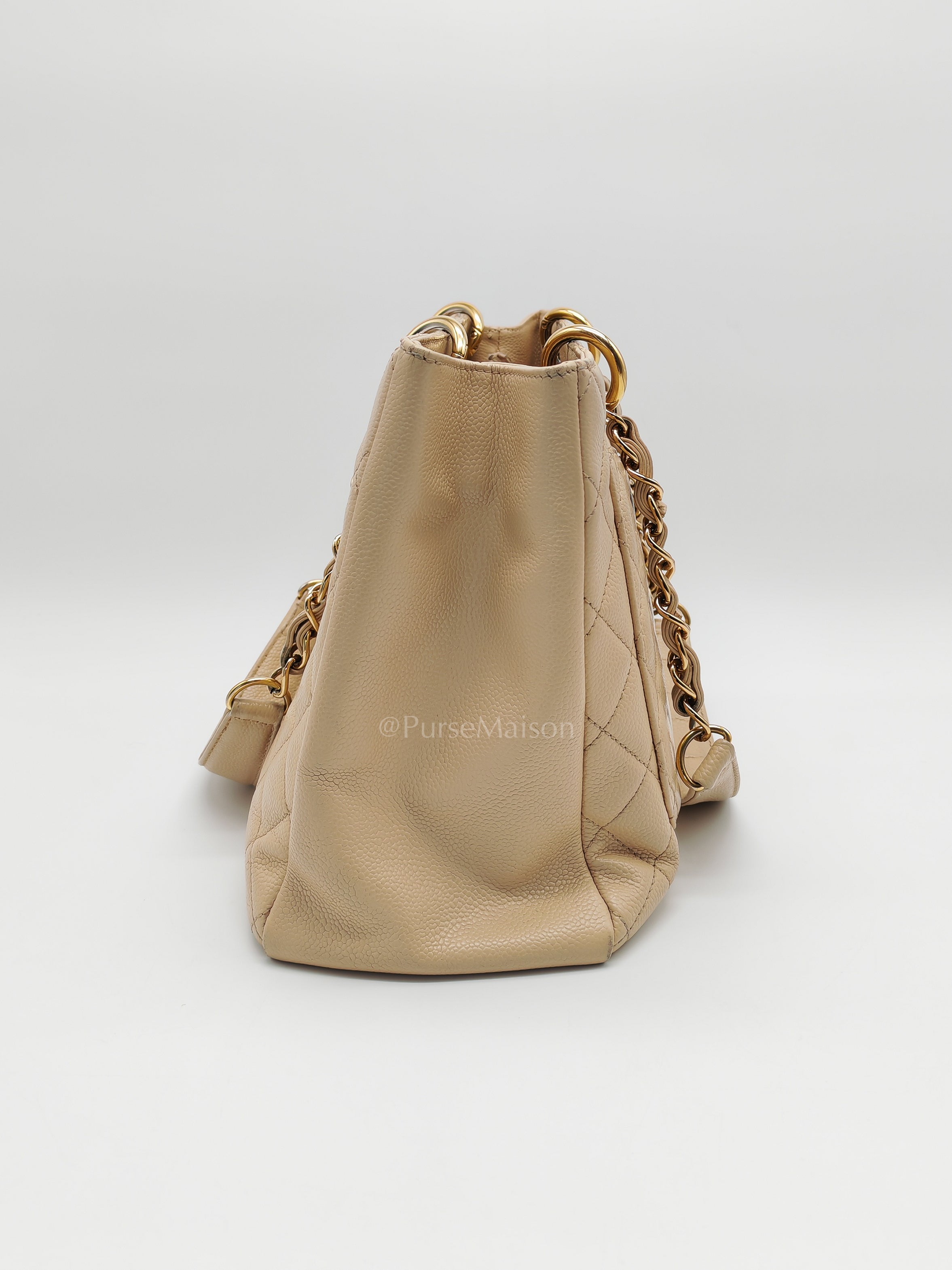 Grand Shopping Tote (GST) In Beige Clair Quilted Caviar Leather Series 16 | Purse Maison Luxury Bags Shop