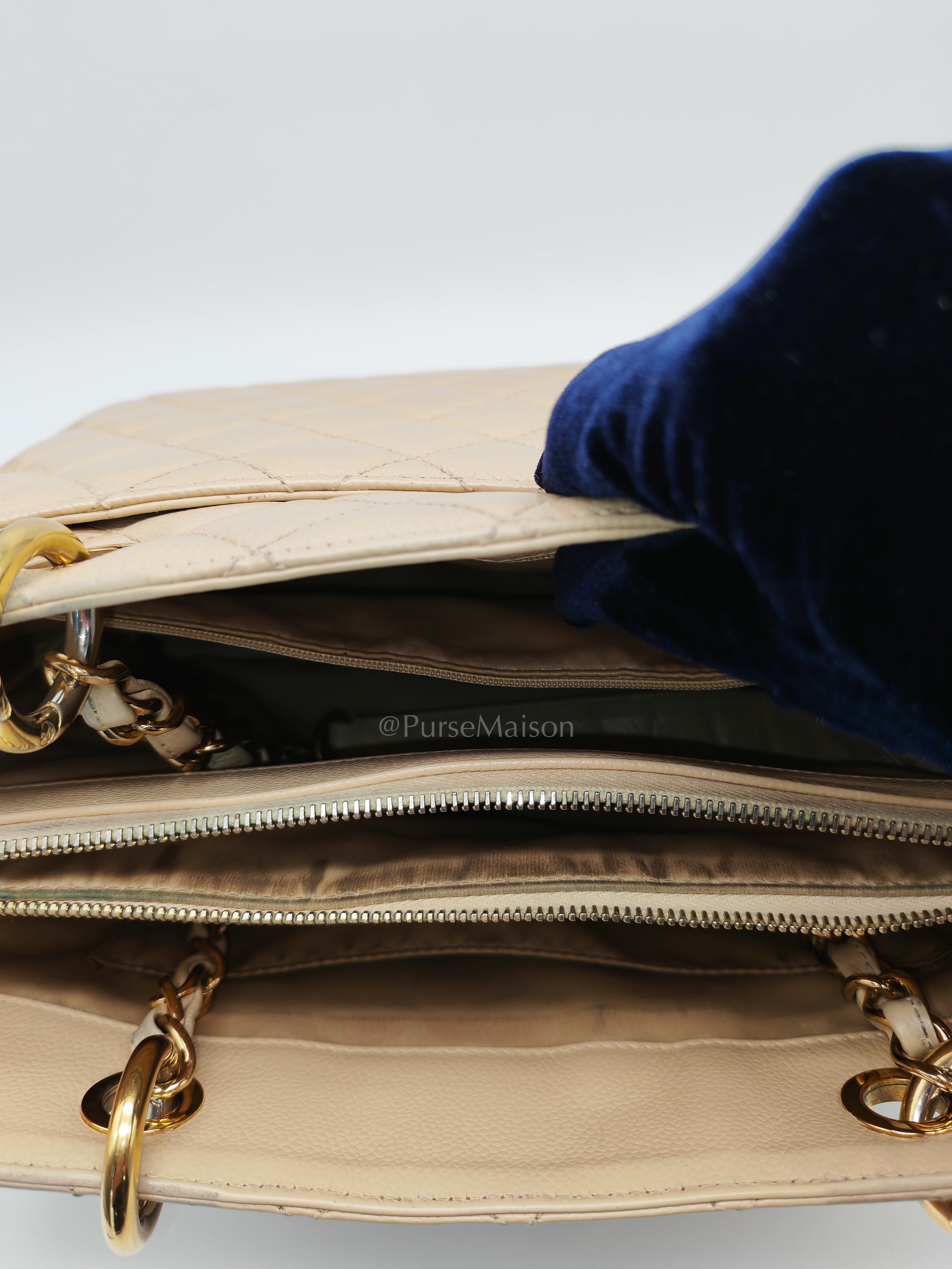 Grand Shopping Tote (GST) In Beige Clair Quilted Caviar Leather Series 16 | Purse Maison Luxury Bags Shop