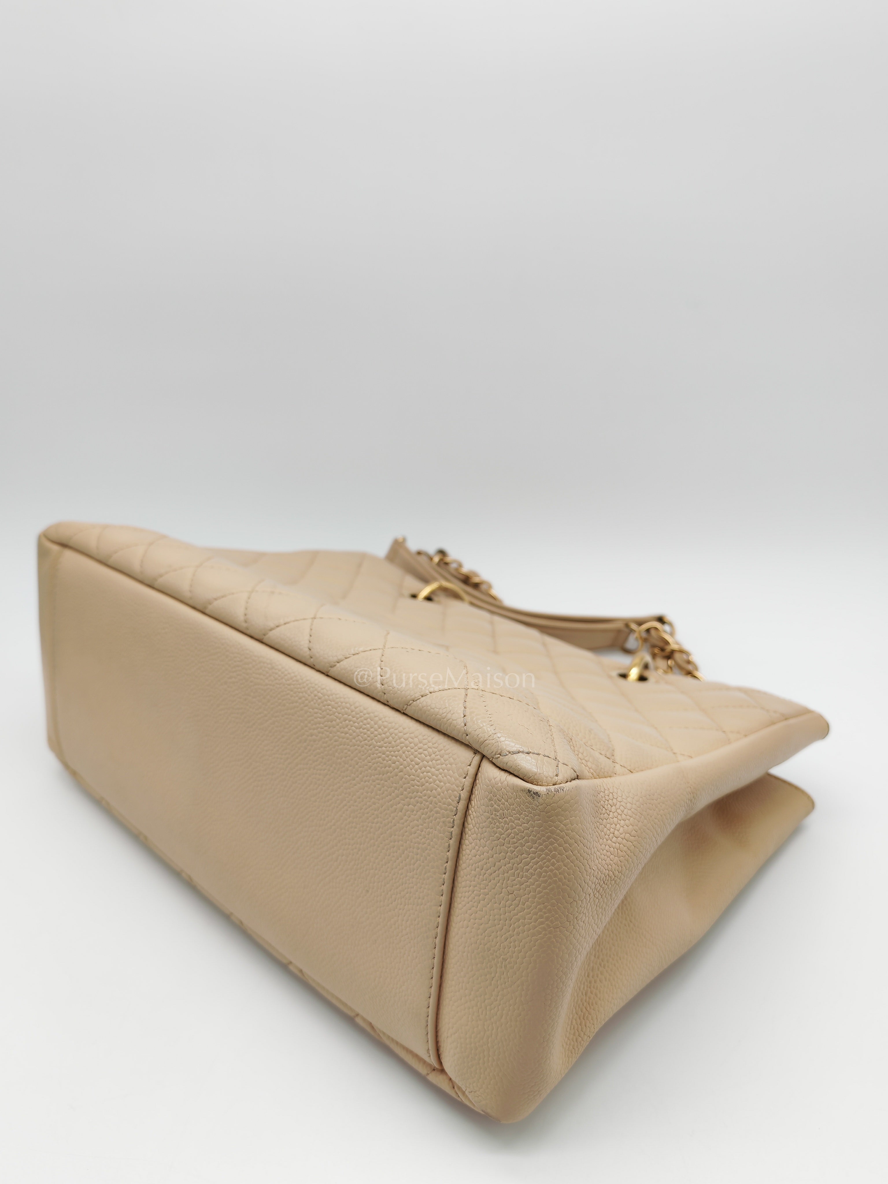 Grand Shopping Tote (GST) In Beige Clair Quilted Caviar Leather Series 16 | Purse Maison Luxury Bags Shop