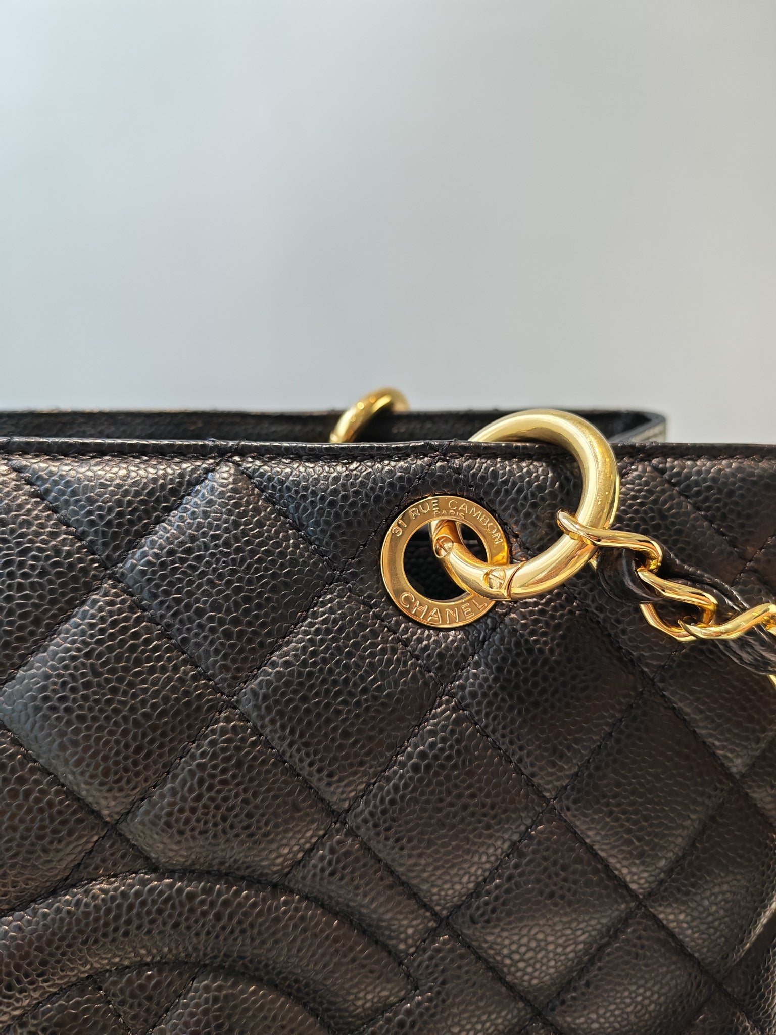 Grand Shopping Tote (GST) in Black Caviar Leather and Gold Hardware Series 18/13 | Purse Maison Luxury Bags Shop