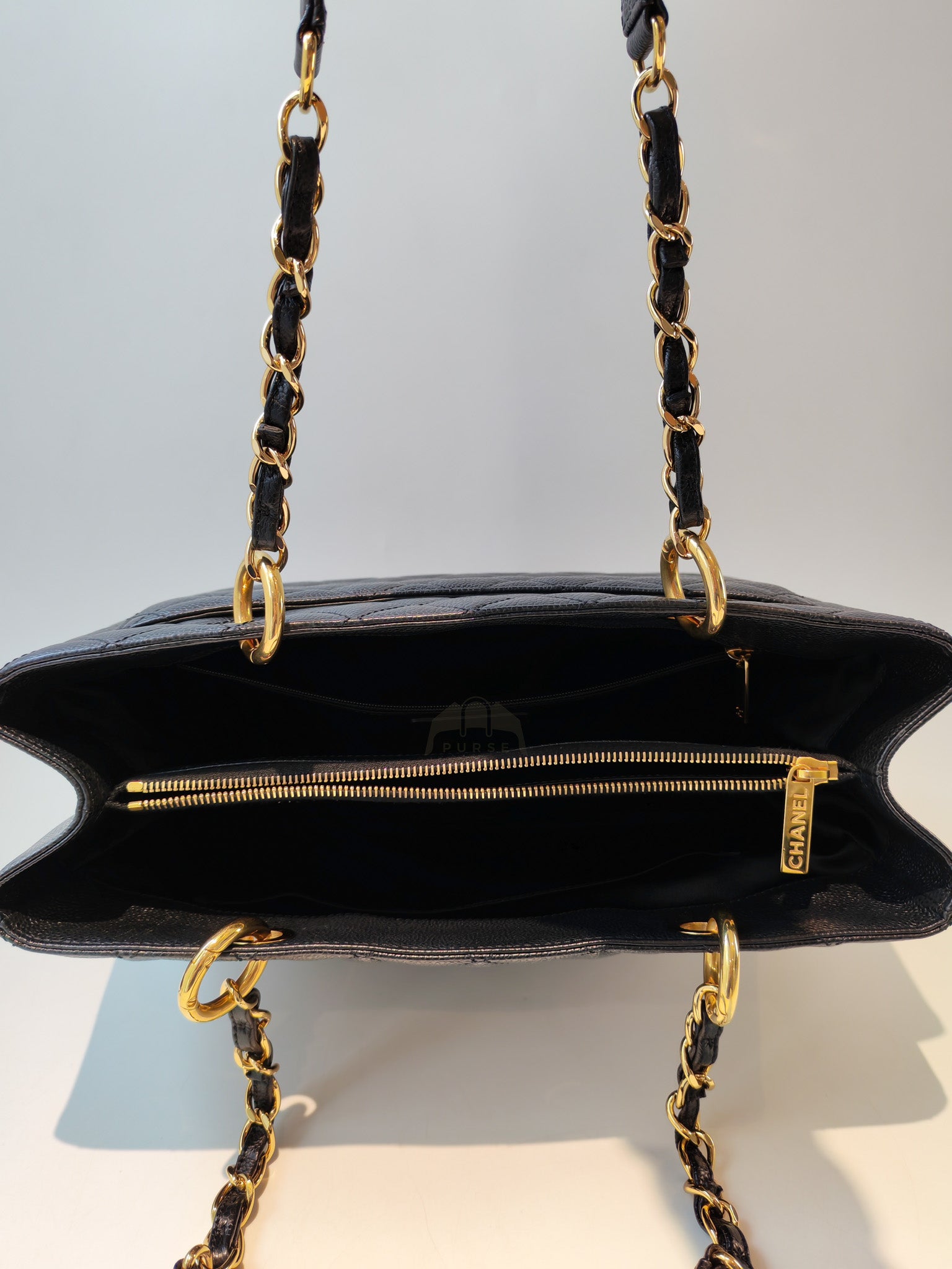 Grand Shopping Tote (GST) in Black Caviar Leather and Gold Hardware Series 18/13 | Purse Maison Luxury Bags Shop