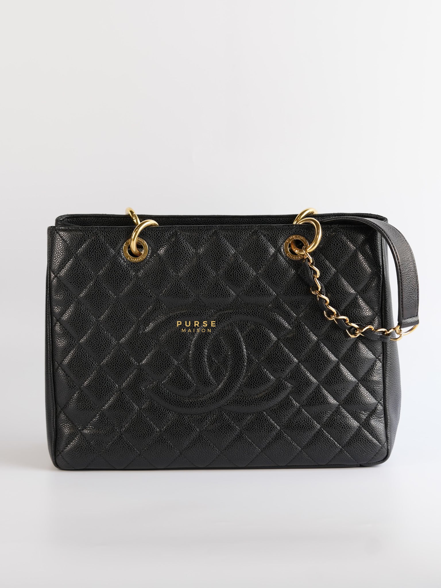 Grand Shopping Tote (GST) in Black Caviar Leather & Gold Hardware Series 15 | Purse Maison Luxury Bags Shop