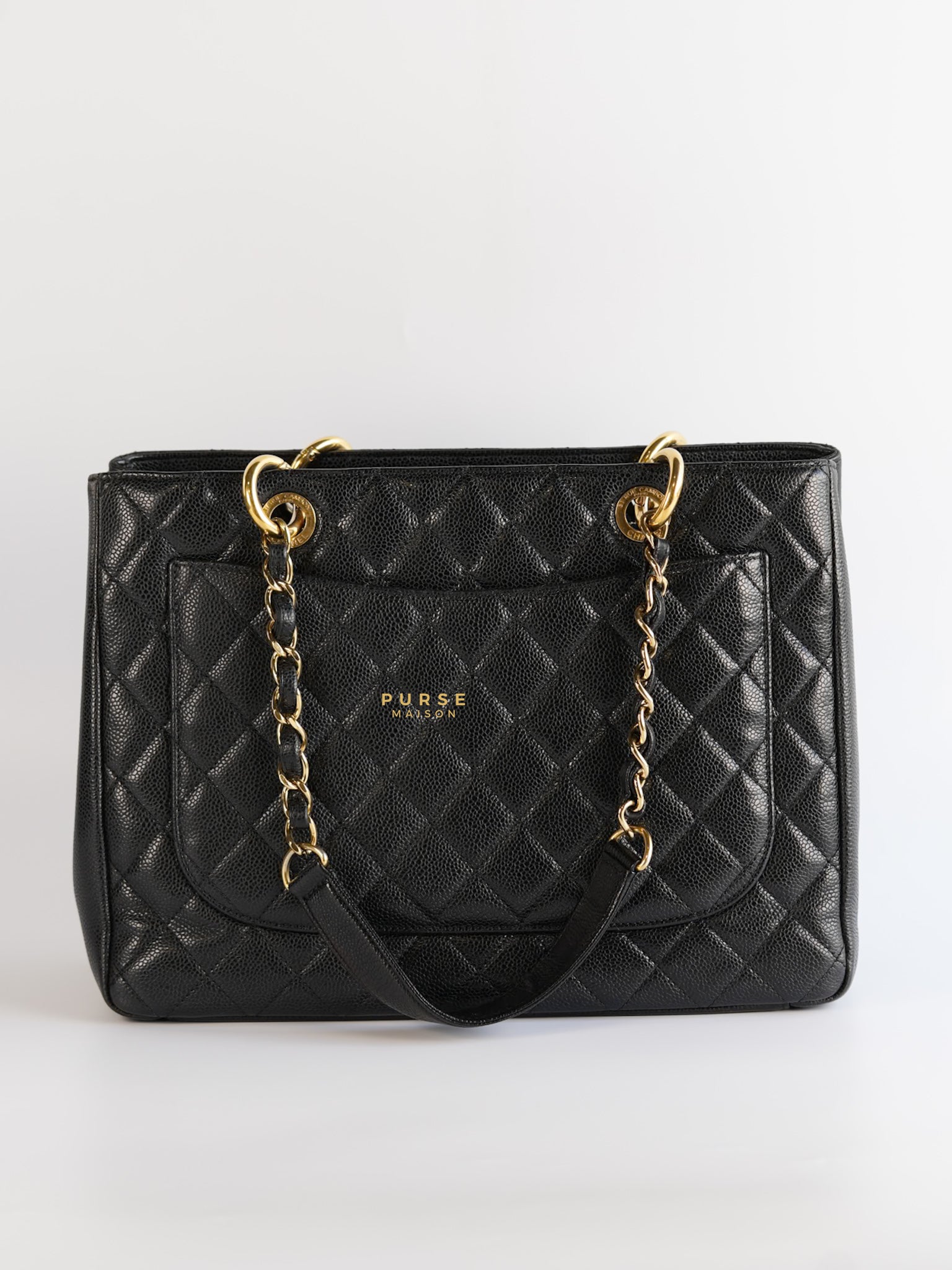Grand Shopping Tote (GST) in Black Caviar Leather & Gold Hardware Series 15 | Purse Maison Luxury Bags Shop