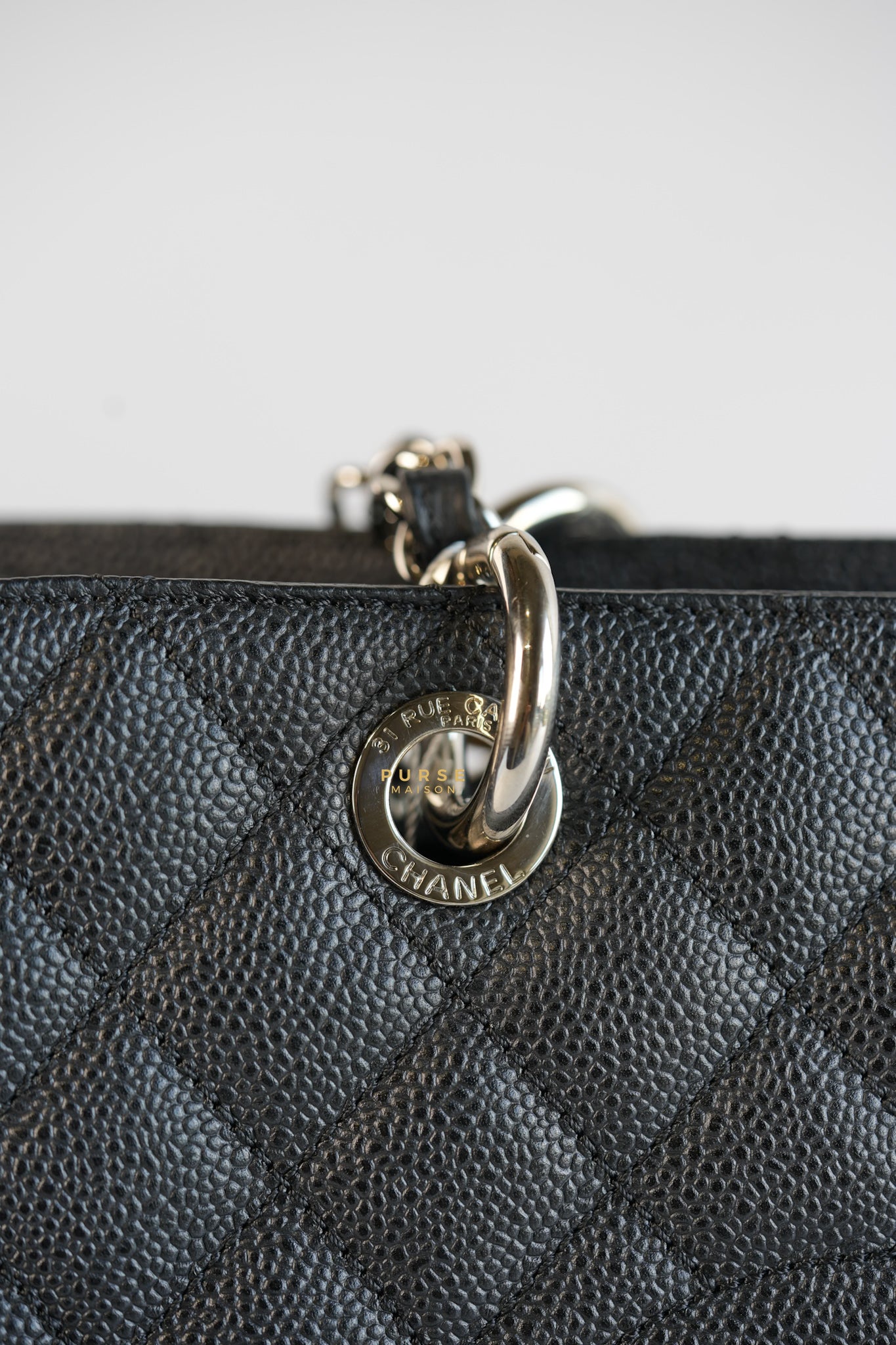 Grand Shopping Tote (GST) in Black Caviar Leather & Silver Hardware Series 17 | Purse Maison Luxury Bags Shop