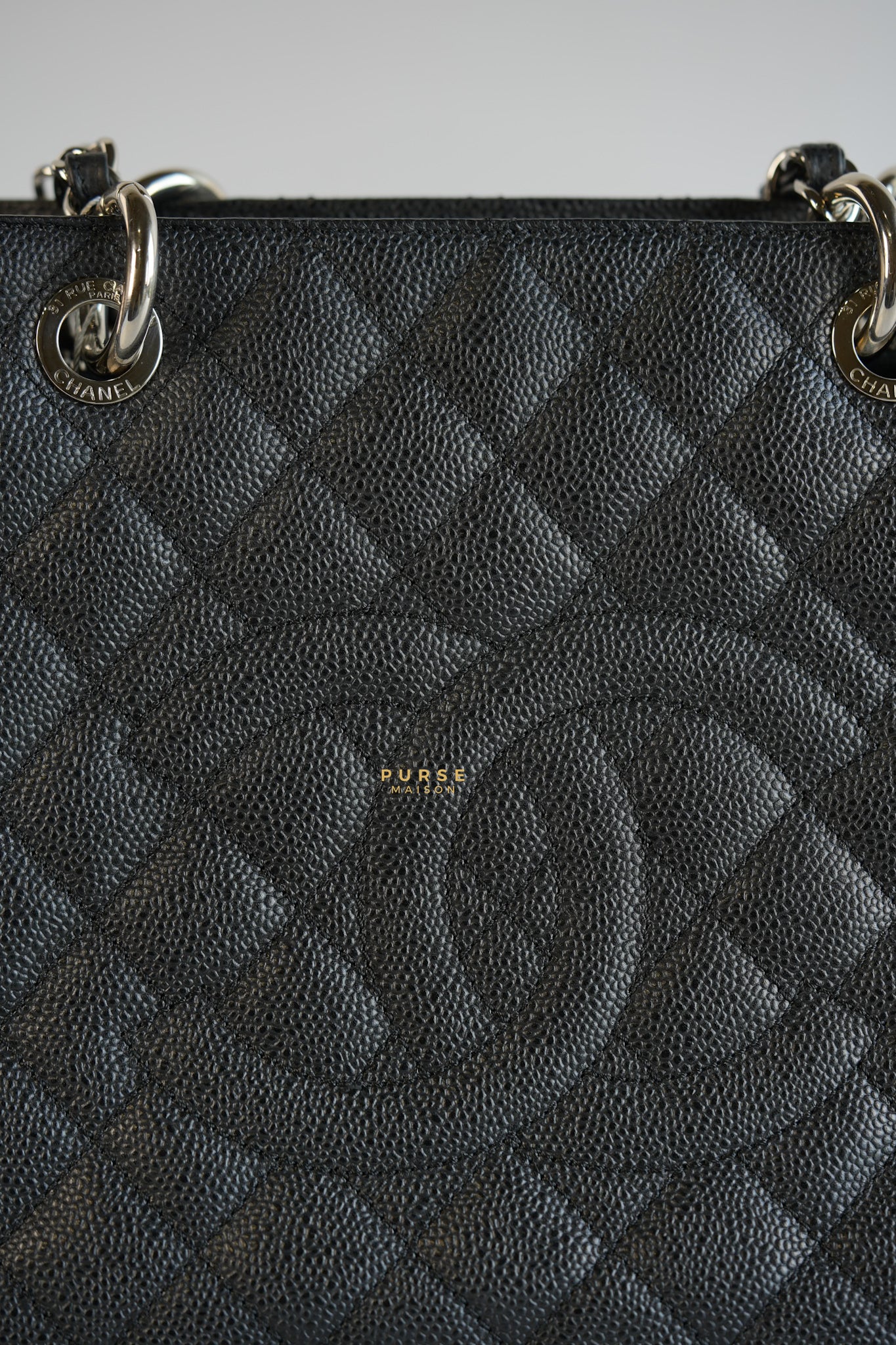 Grand Shopping Tote (GST) in Black Caviar Leather & Silver Hardware Series 17 | Purse Maison Luxury Bags Shop