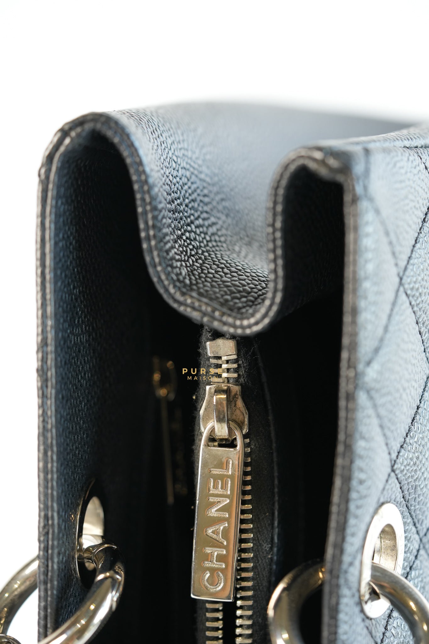 Grand Shopping Tote (GST) in Black Caviar Leather & Silver Hardware Series 17 | Purse Maison Luxury Bags Shop