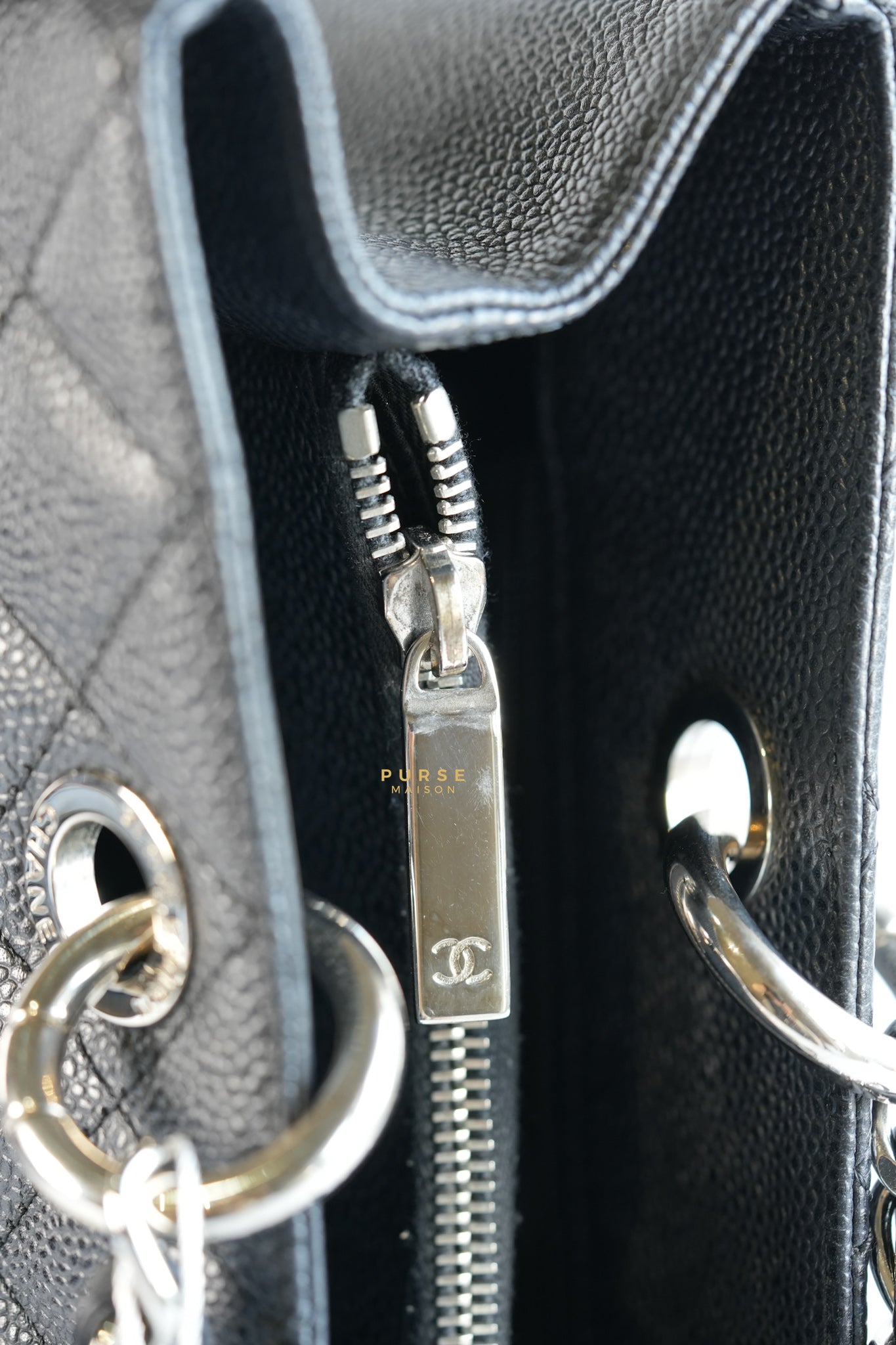 Grand Shopping Tote (GST) in Black Caviar Leather & Silver Hardware Series 17 | Purse Maison Luxury Bags Shop