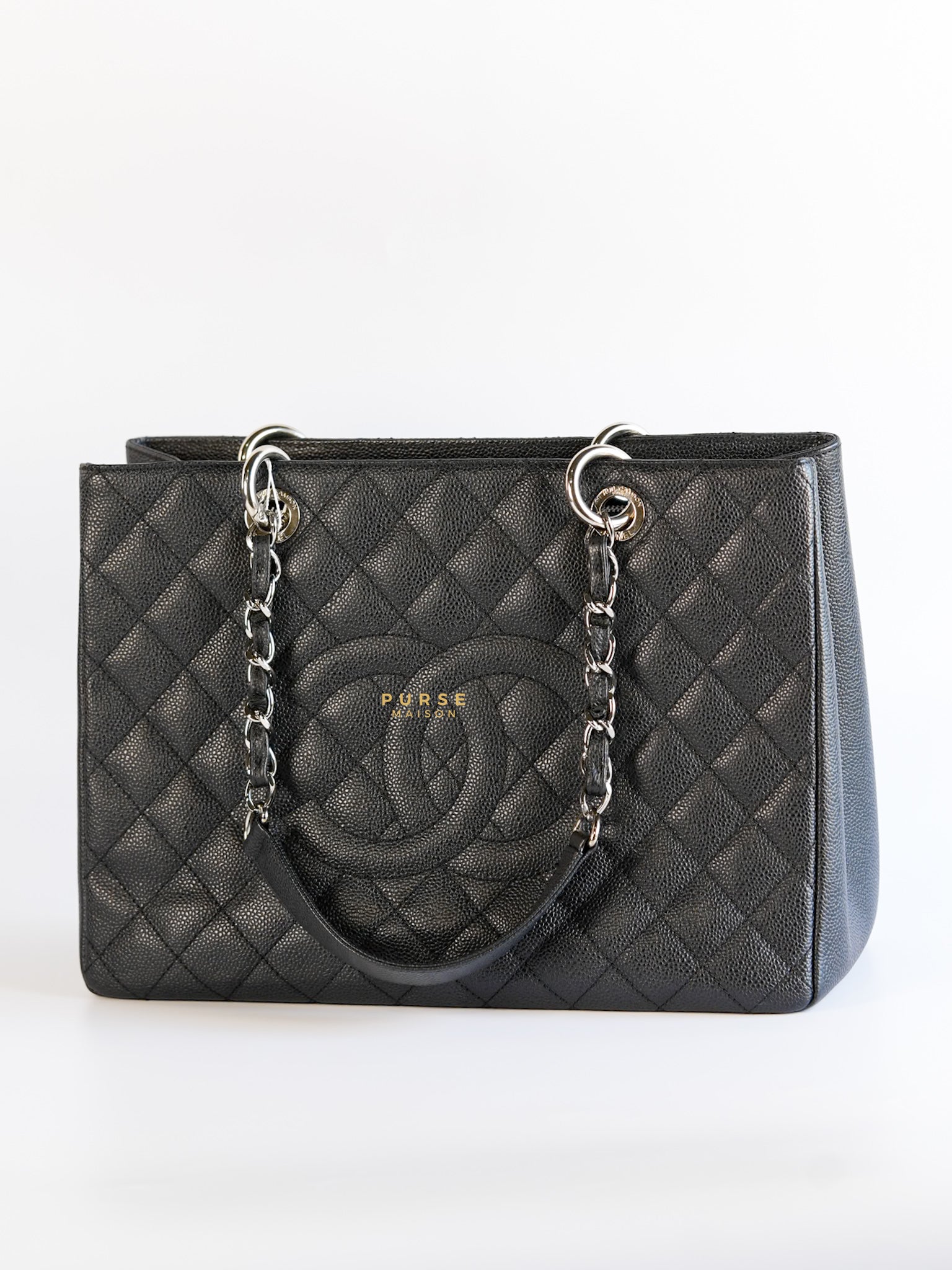 Grand Shopping Tote (GST) in Black Caviar Leather & Silver Hardware Series 17 | Purse Maison Luxury Bags Shop