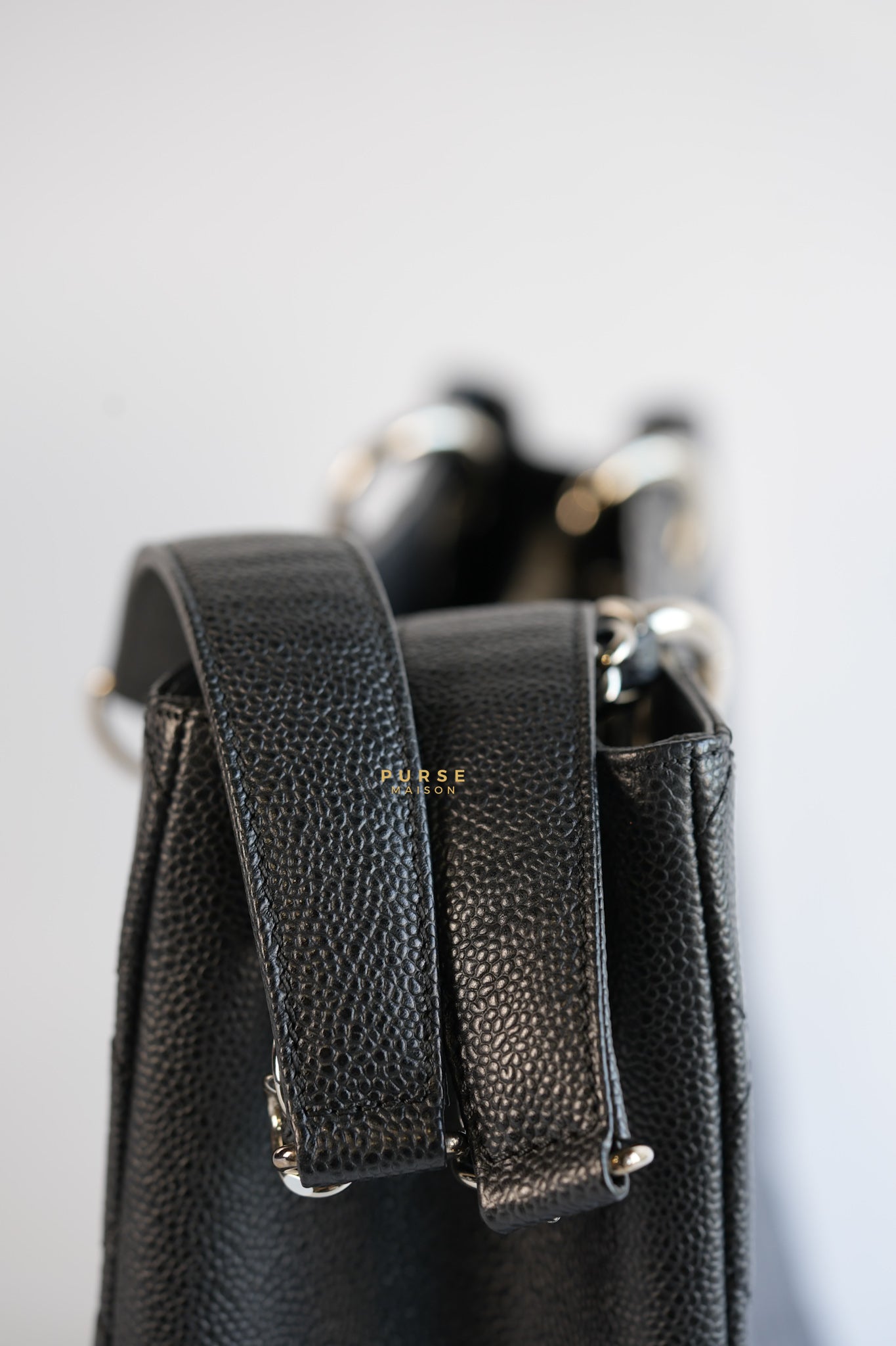 Grand Shopping Tote (GST) in Black Caviar Leather & Silver Hardware Series 17 | Purse Maison Luxury Bags Shop