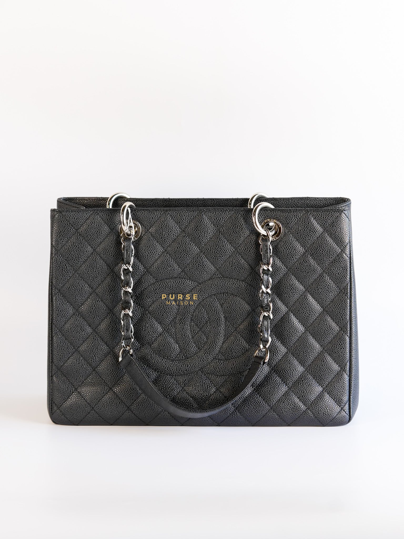 Grand Shopping Tote (GST) in Black Caviar Leather & Silver Hardware Series 17 | Purse Maison Luxury Bags Shop