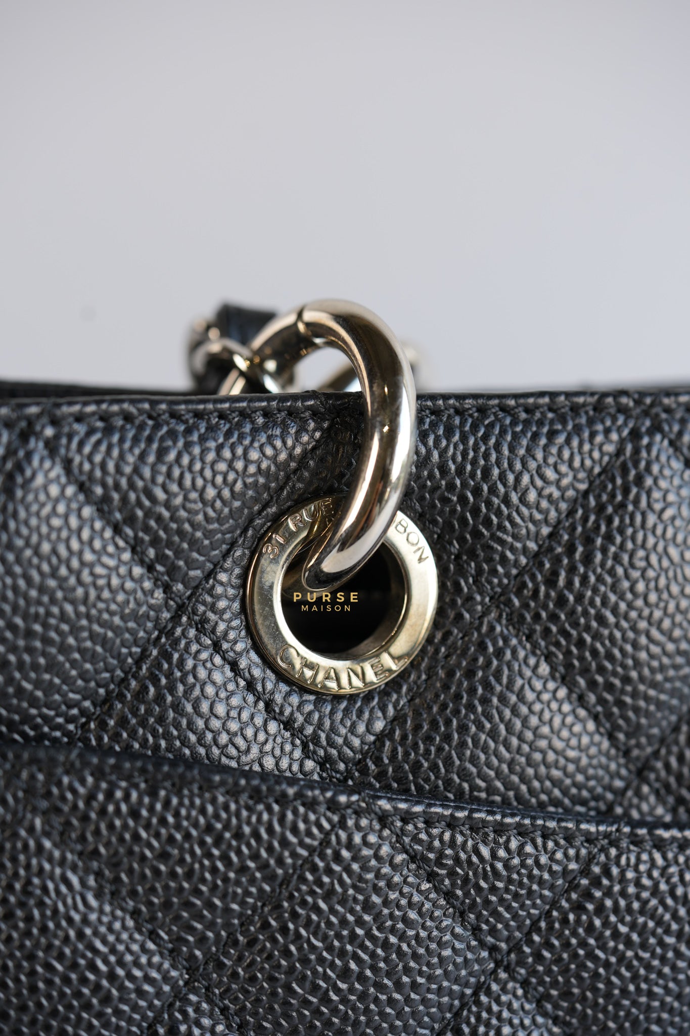 Grand Shopping Tote (GST) in Black Caviar Leather & Silver Hardware Series 17 | Purse Maison Luxury Bags Shop