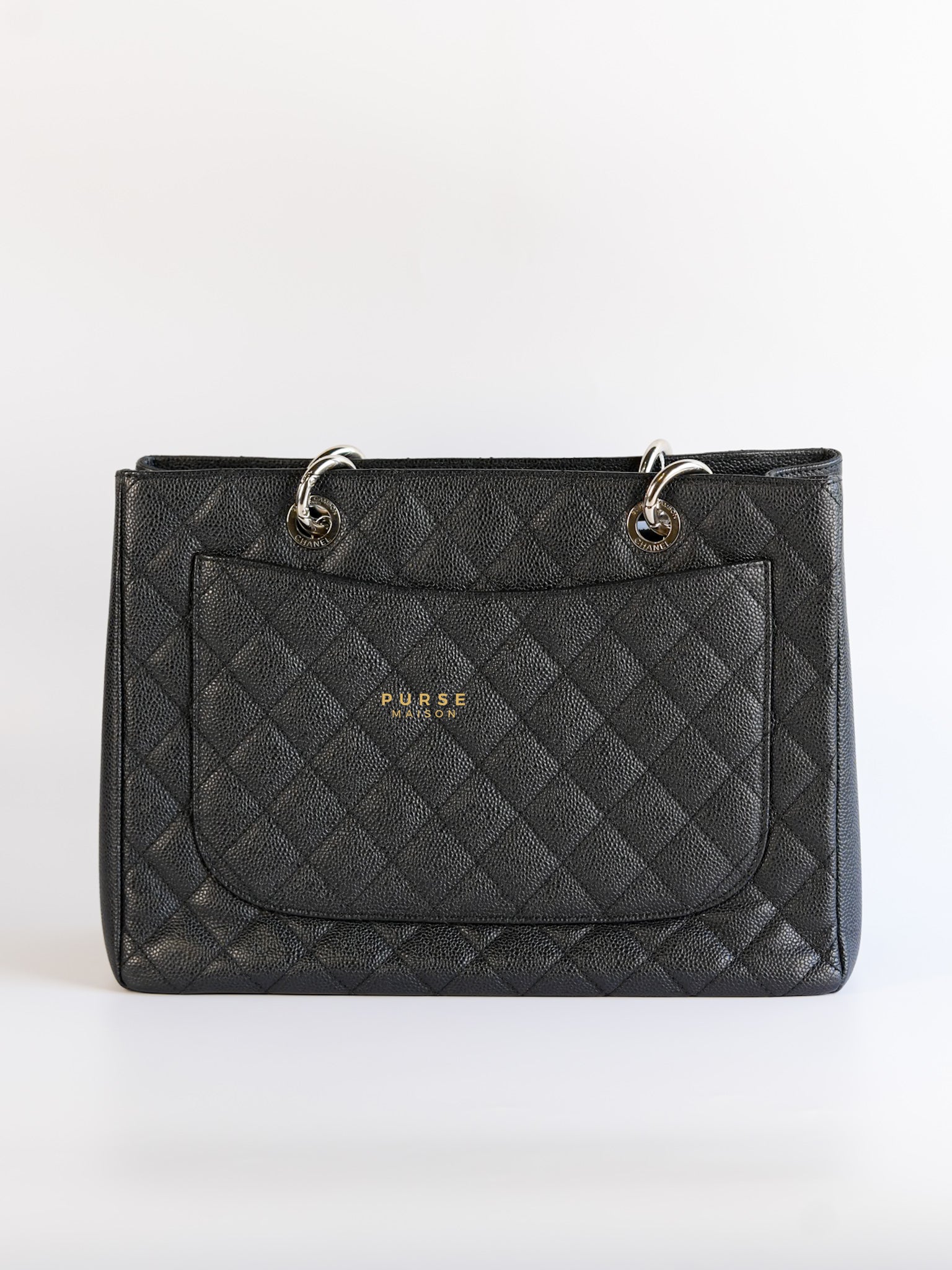 Grand Shopping Tote (GST) in Black Caviar Leather & Silver Hardware Series 17 | Purse Maison Luxury Bags Shop