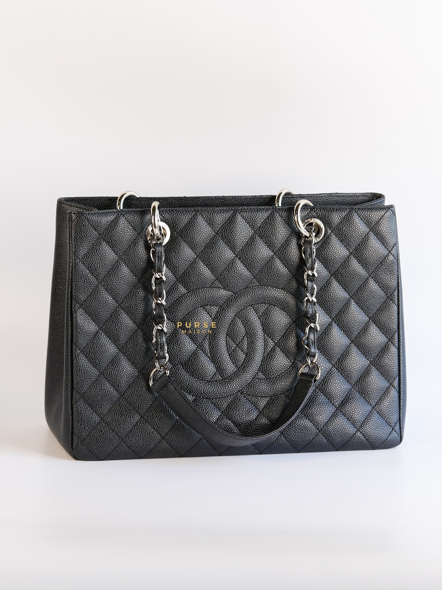 Grand Shopping Tote (GST) in Black Caviar Leather & Silver Hardware Series 17 | Purse Maison Luxury Bags Shop