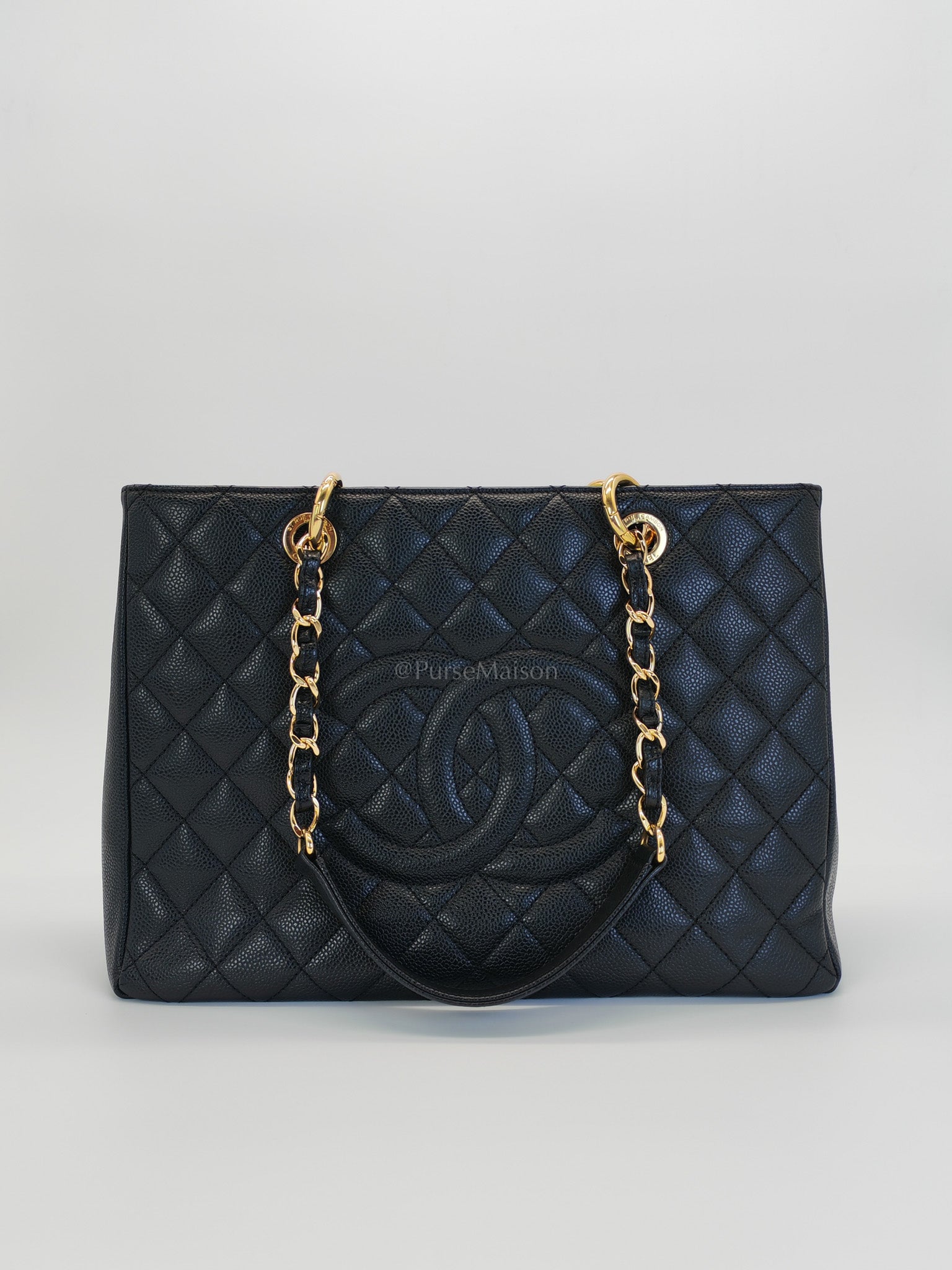 Grand Shopping Tote (GST) in Black Caviar Quilted Leather and Gold Hardware Black Series 16 | Purse Maison Luxury Bags Shop