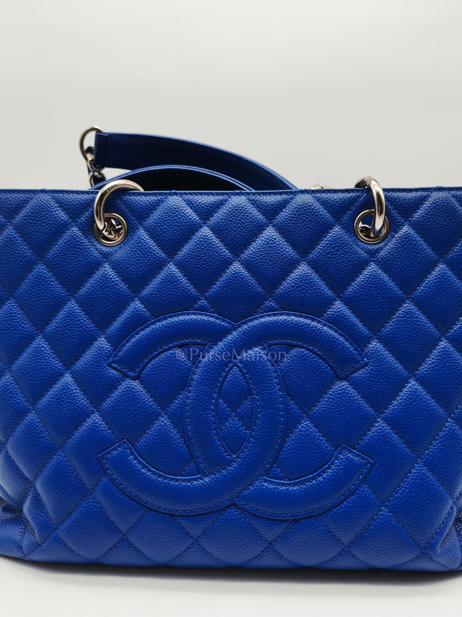 Grand Shopping Tote (GST) in Blue Caviar Leather and Silver Hardware Series 13 | Purse Maison Luxury Bags Shop