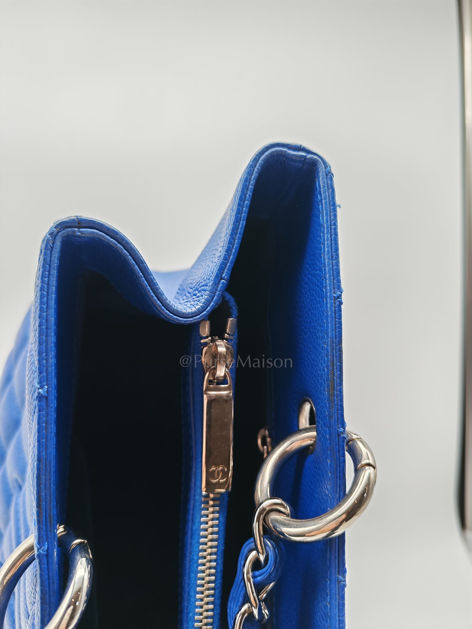 Grand Shopping Tote (GST) in Blue Caviar Leather and Silver Hardware Series 13 | Purse Maison Luxury Bags Shop