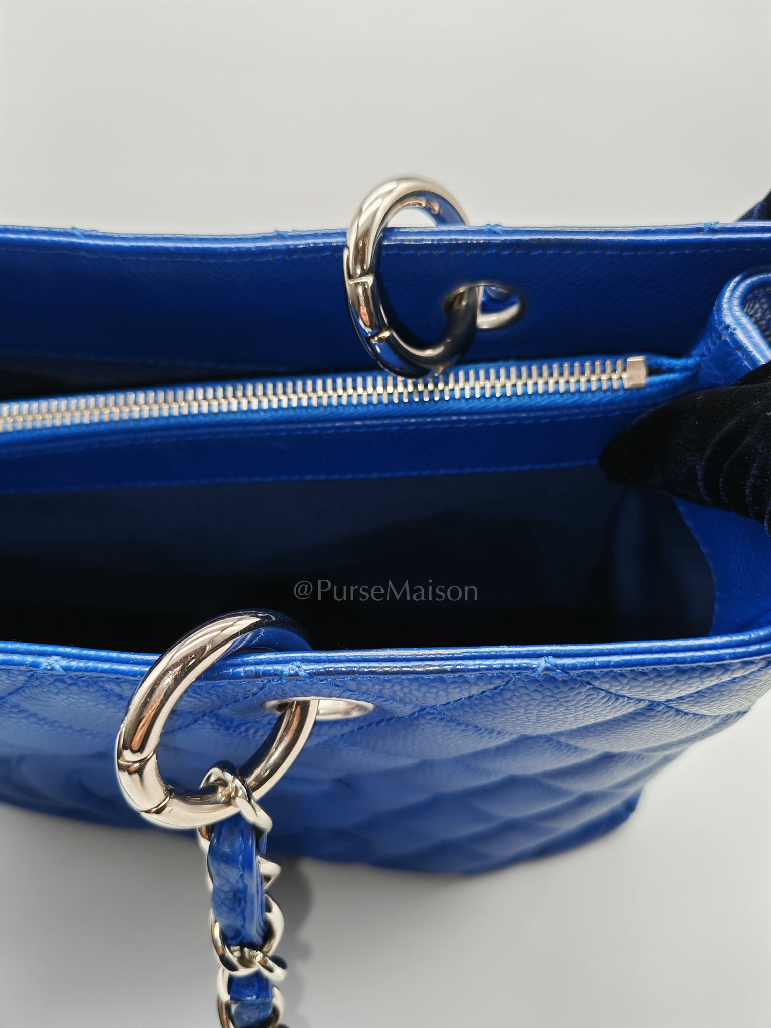 Grand Shopping Tote (GST) in Blue Caviar Leather and Silver Hardware Series 13 | Purse Maison Luxury Bags Shop