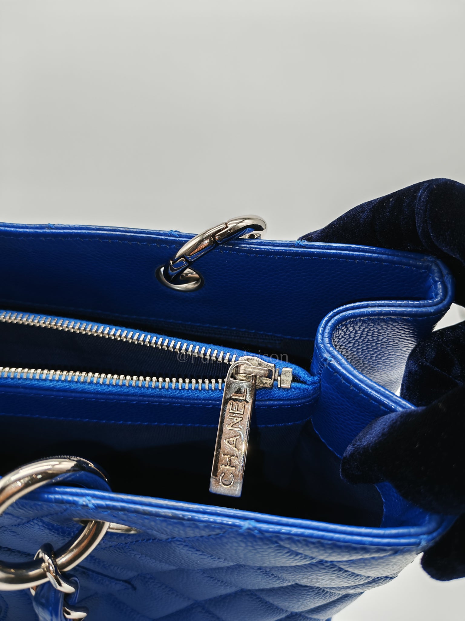 Grand Shopping Tote (GST) in Blue Caviar Leather and Silver Hardware Series 13 | Purse Maison Luxury Bags Shop