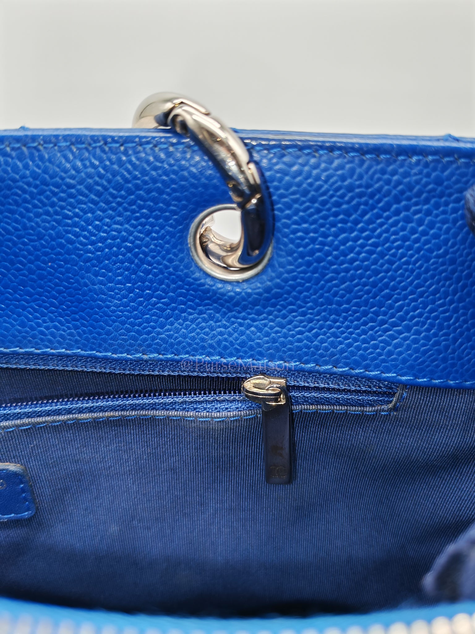 Grand Shopping Tote (GST) in Blue Caviar Leather and Silver Hardware Series 13 | Purse Maison Luxury Bags Shop