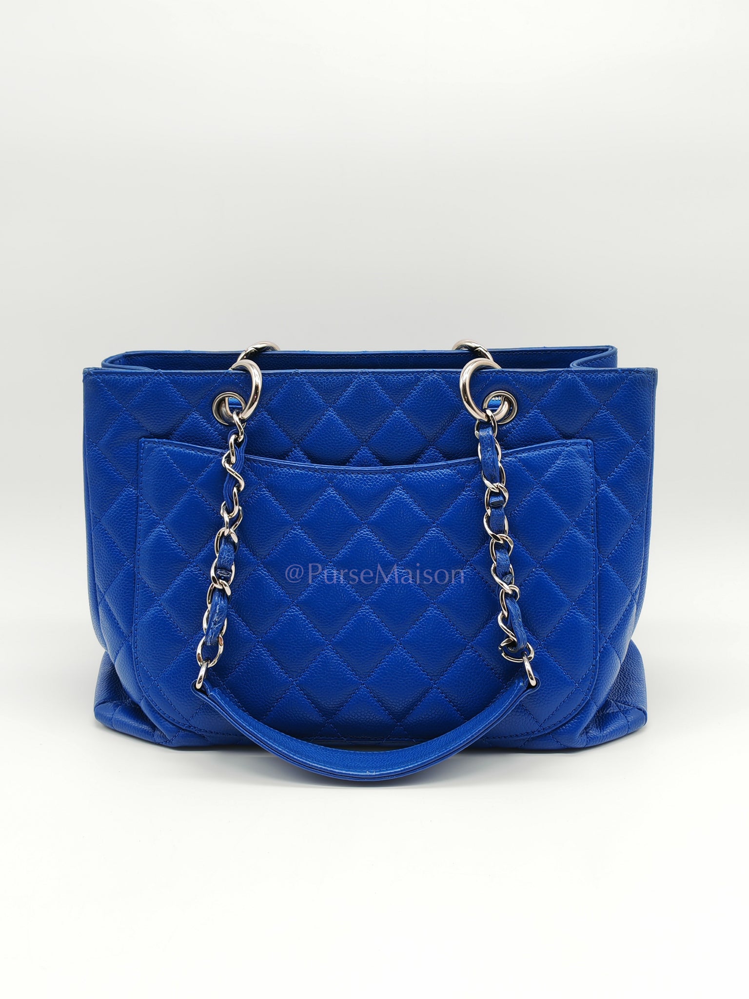 Grand Shopping Tote (GST) in Blue Caviar Leather and Silver Hardware Series 13 | Purse Maison Luxury Bags Shop