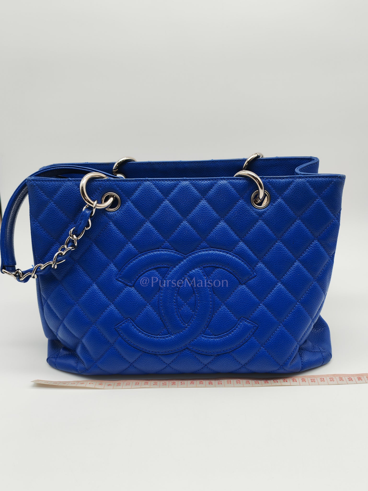 Grand Shopping Tote (GST) in Blue Caviar Leather and Silver Hardware Series 13 | Purse Maison Luxury Bags Shop