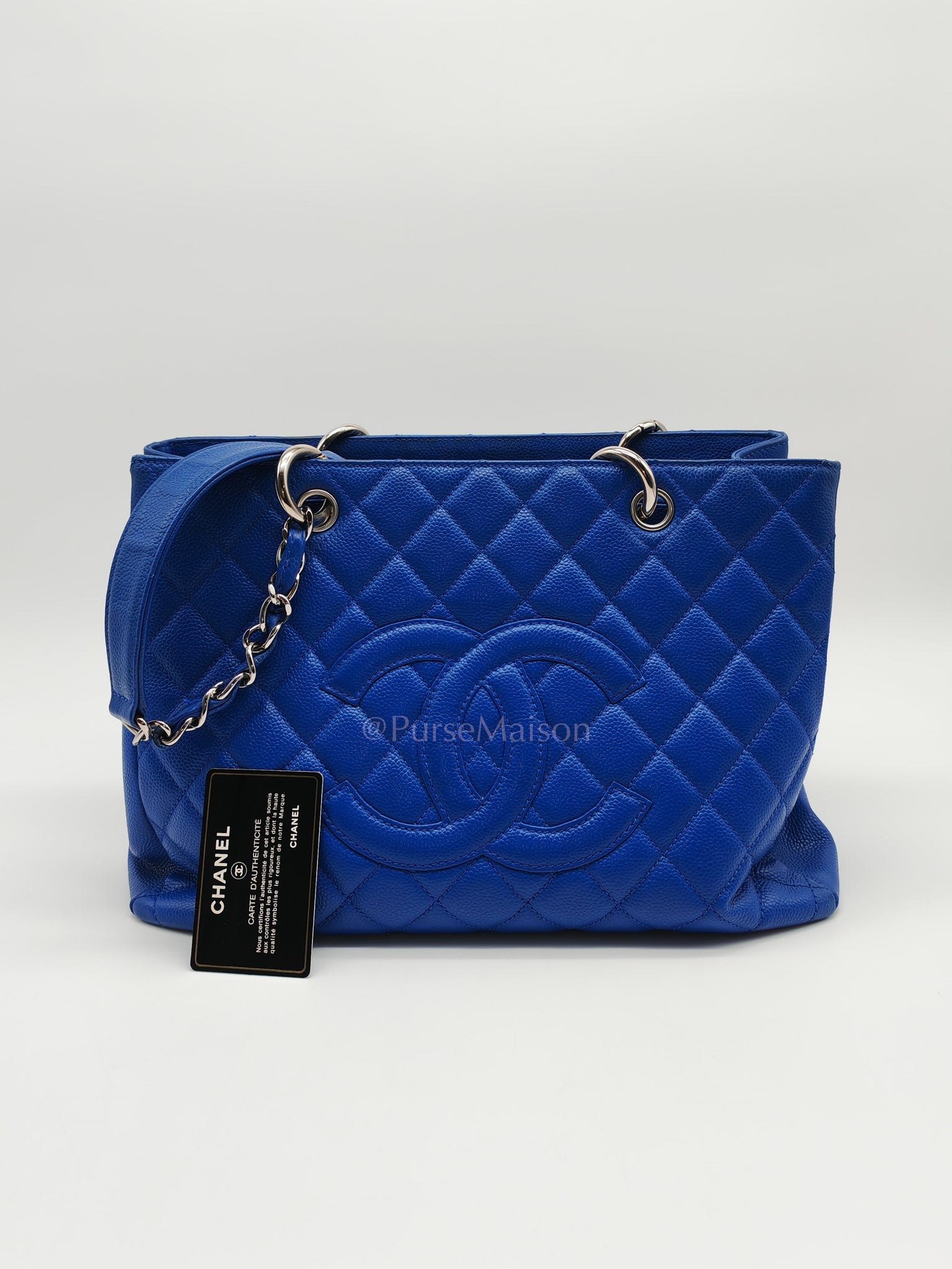 Grand Shopping Tote (GST) in Blue Caviar Leather and Silver Hardware Series 13 | Purse Maison Luxury Bags Shop