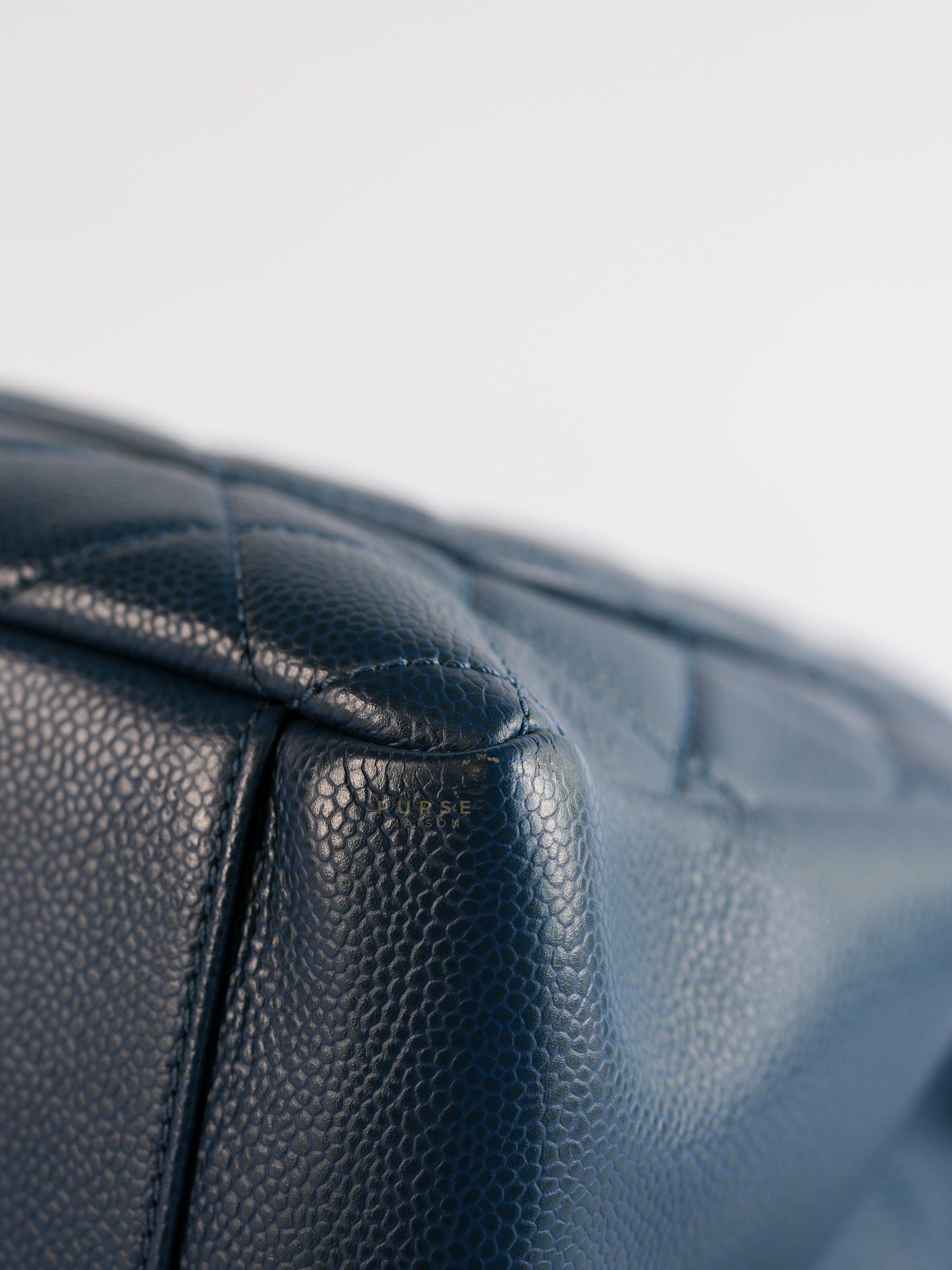 Grand Shopping Tote (GST) in Blue Quilted Caviar Leather and Silver Hardware Series 17 | Purse Maison Luxury Bags Shop