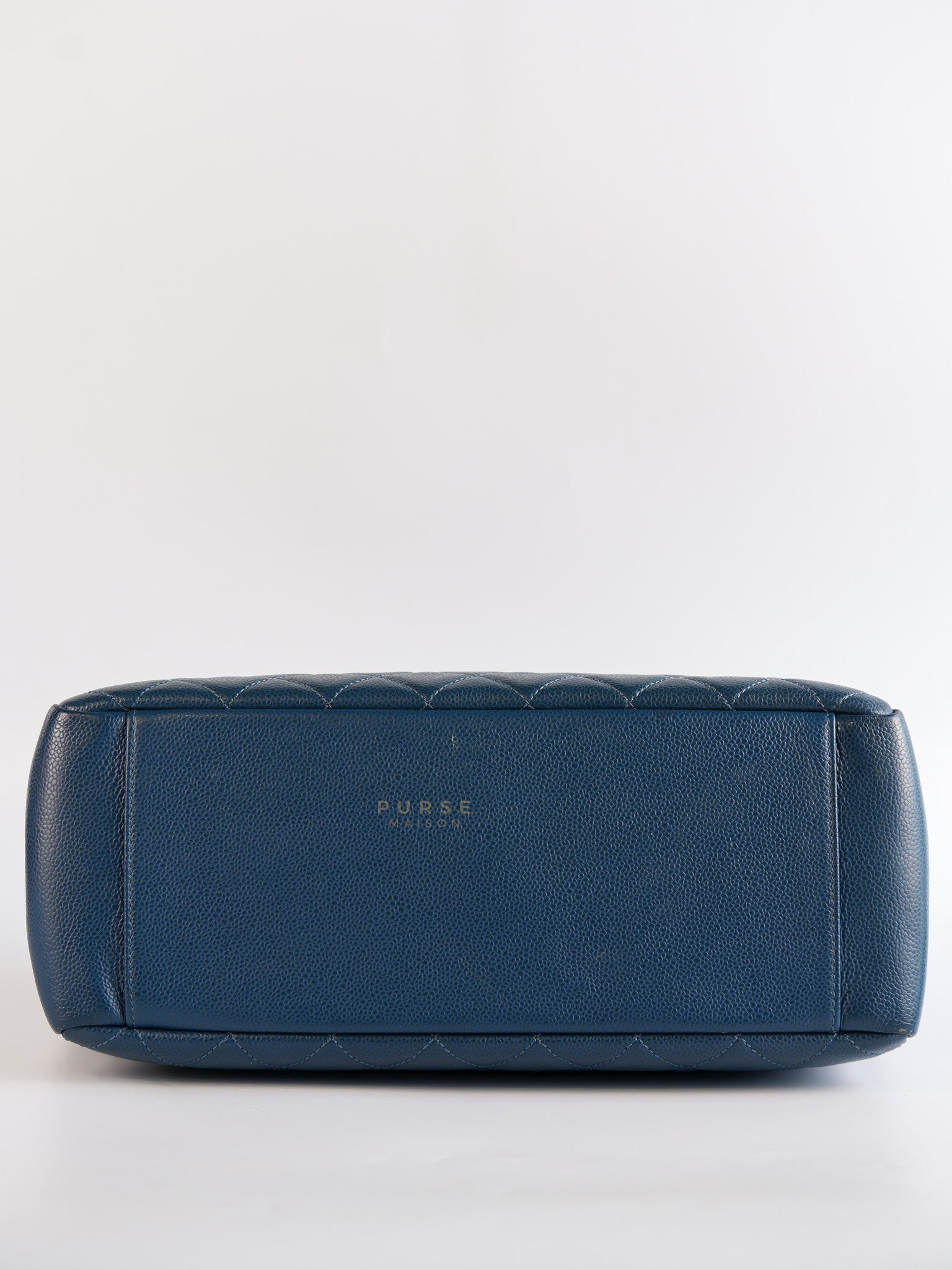Grand Shopping Tote (GST) in Blue Quilted Caviar Leather and Silver Hardware Series 17 | Purse Maison Luxury Bags Shop