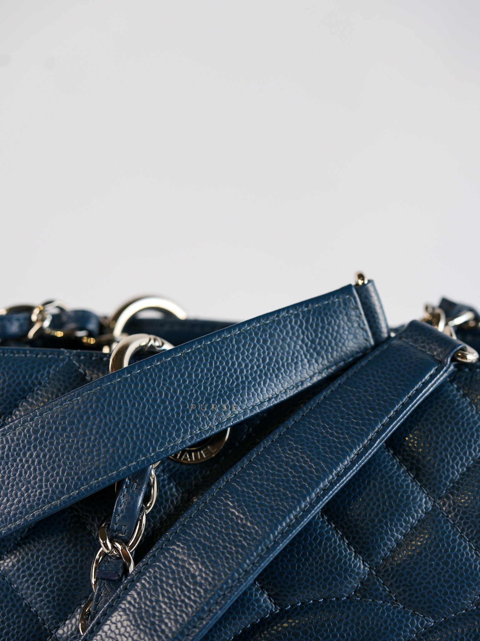 Grand Shopping Tote (GST) in Blue Quilted Caviar Leather and Silver Hardware Series 17 | Purse Maison Luxury Bags Shop
