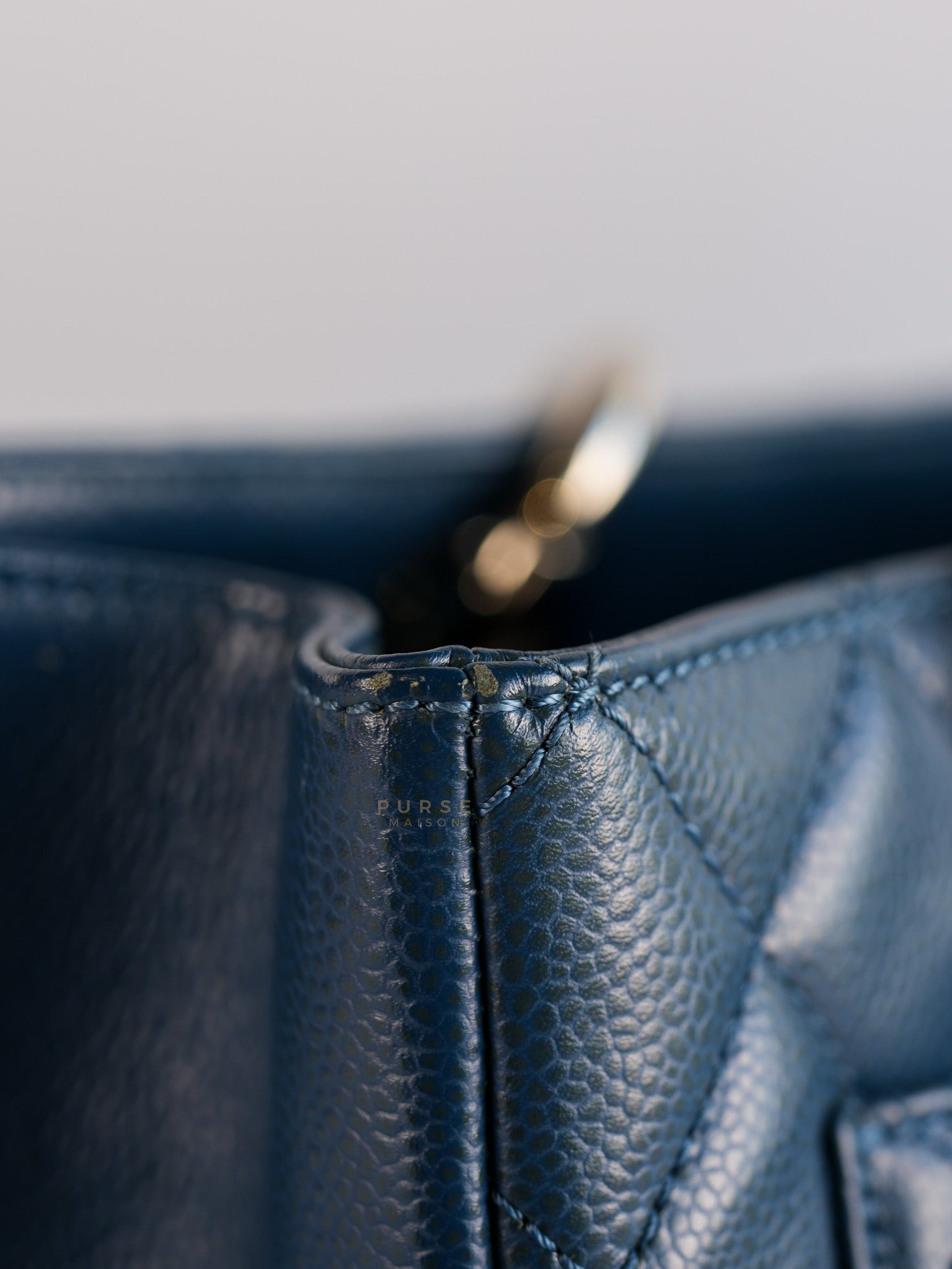 Grand Shopping Tote (GST) in Blue Quilted Caviar Leather and Silver Hardware Series 17 | Purse Maison Luxury Bags Shop