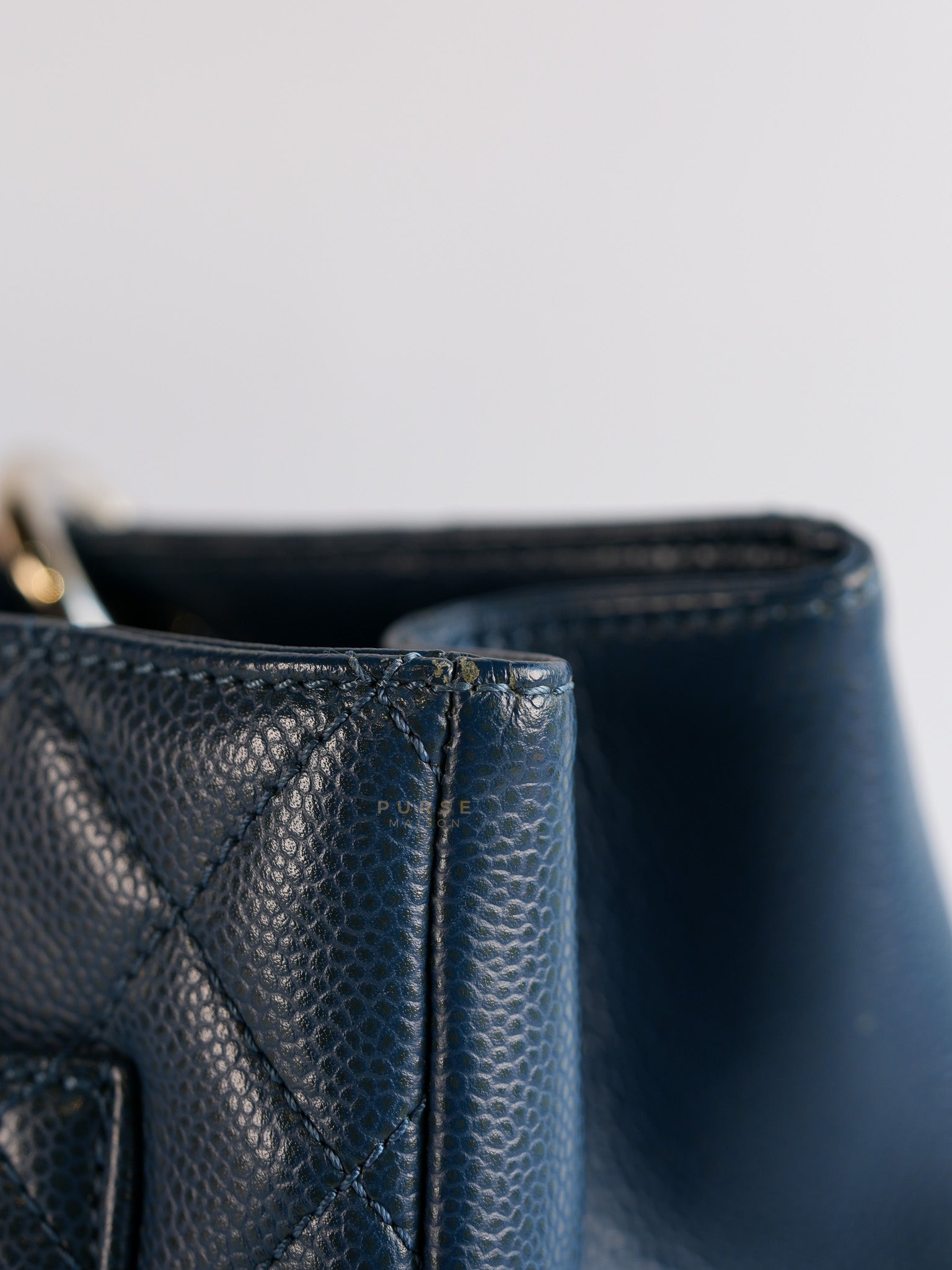 Grand Shopping Tote (GST) in Blue Quilted Caviar Leather and Silver Hardware Series 17 | Purse Maison Luxury Bags Shop