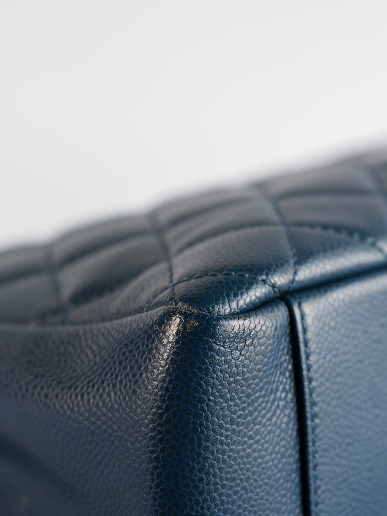 Grand Shopping Tote (GST) in Blue Quilted Caviar Leather and Silver Hardware Series 17 | Purse Maison Luxury Bags Shop