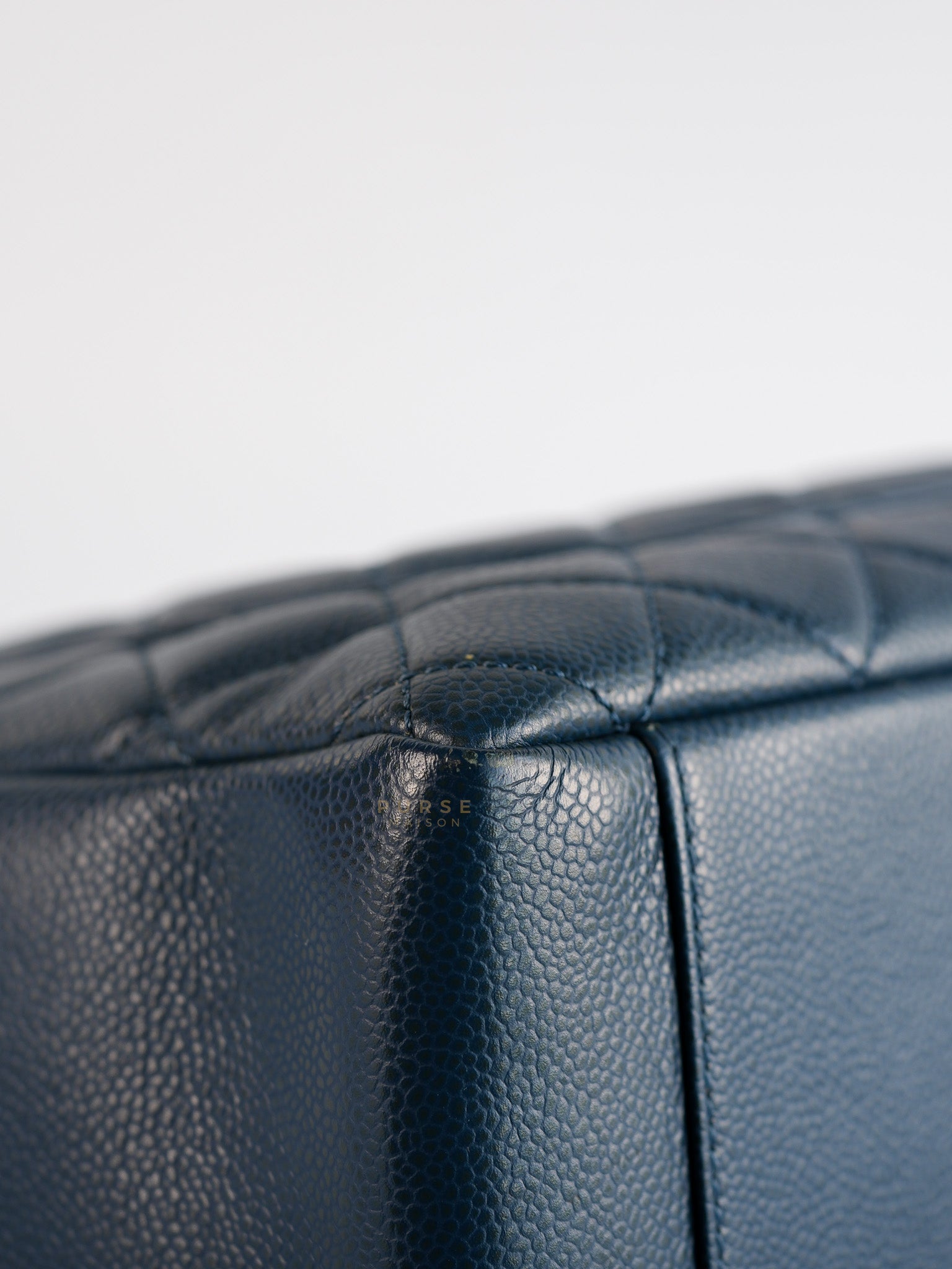 Grand Shopping Tote (GST) in Blue Quilted Caviar Leather and Silver Hardware Series 17 | Purse Maison Luxury Bags Shop