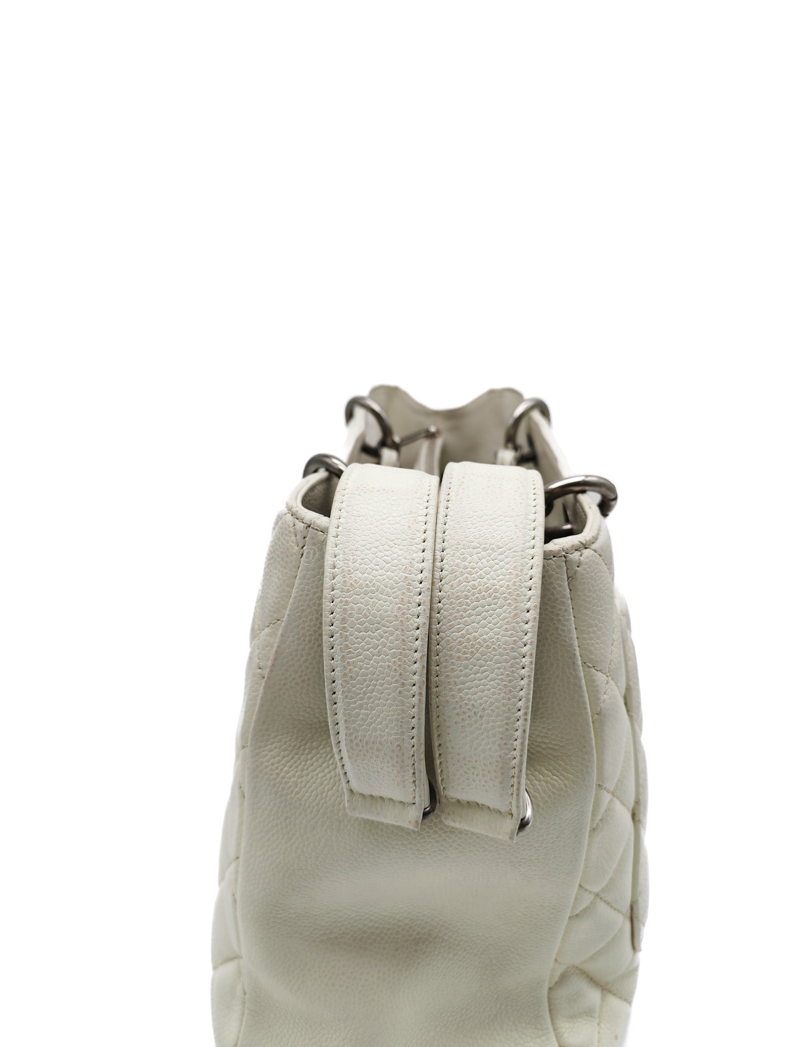 Grand Shopping Tote GST in White Caviar Leather and Ruthenium Hardware Series 13 | Purse Maison Luxury Bags Shop