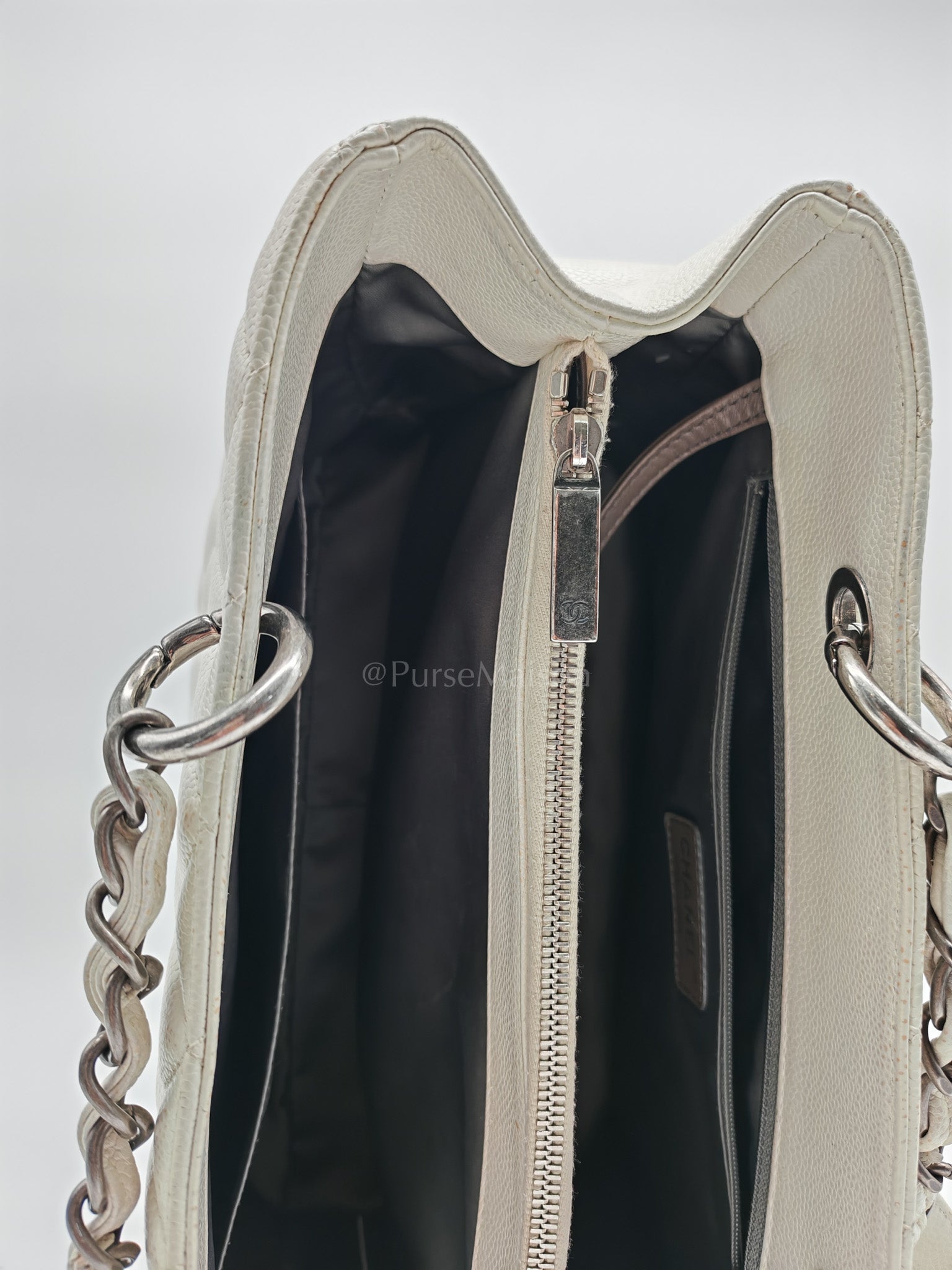 Grand Shopping Tote GST in White Caviar Leather and Ruthenium Hardware Series 13 | Purse Maison Luxury Bags Shop