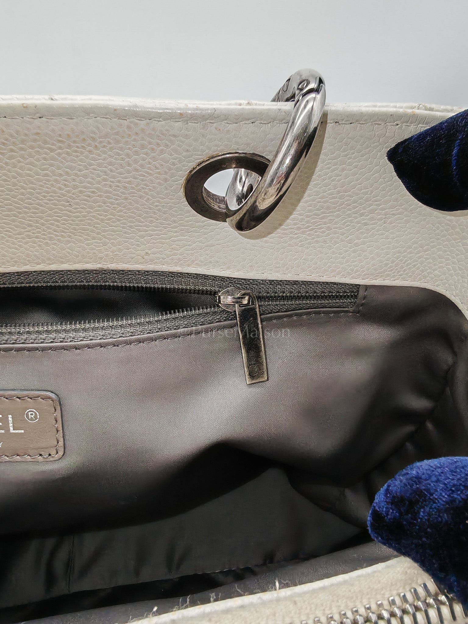 Grand Shopping Tote GST in White Caviar Leather and Ruthenium Hardware Series 13 | Purse Maison Luxury Bags Shop