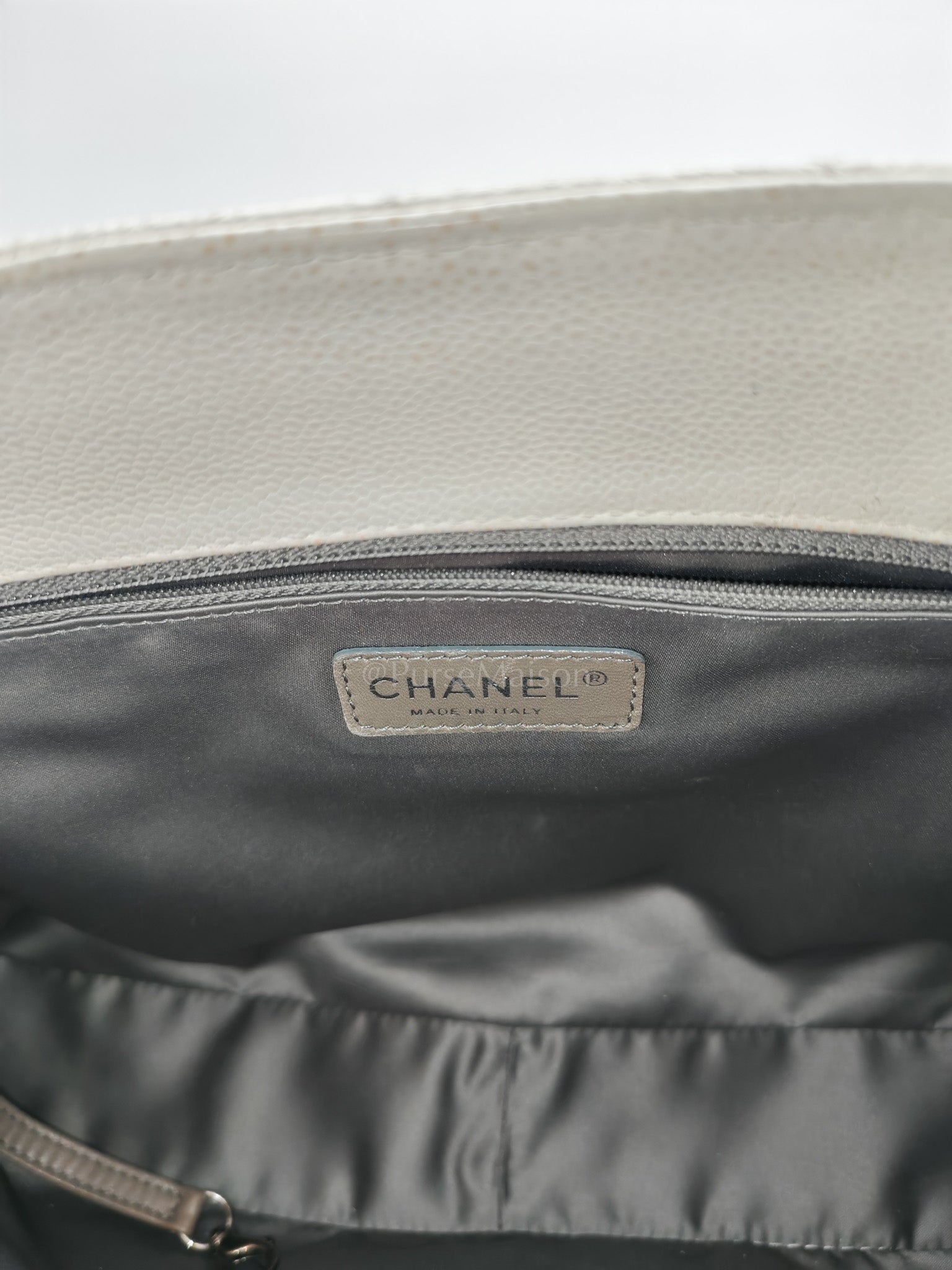 Grand Shopping Tote GST in White Caviar Leather and Ruthenium Hardware Series 13 | Purse Maison Luxury Bags Shop