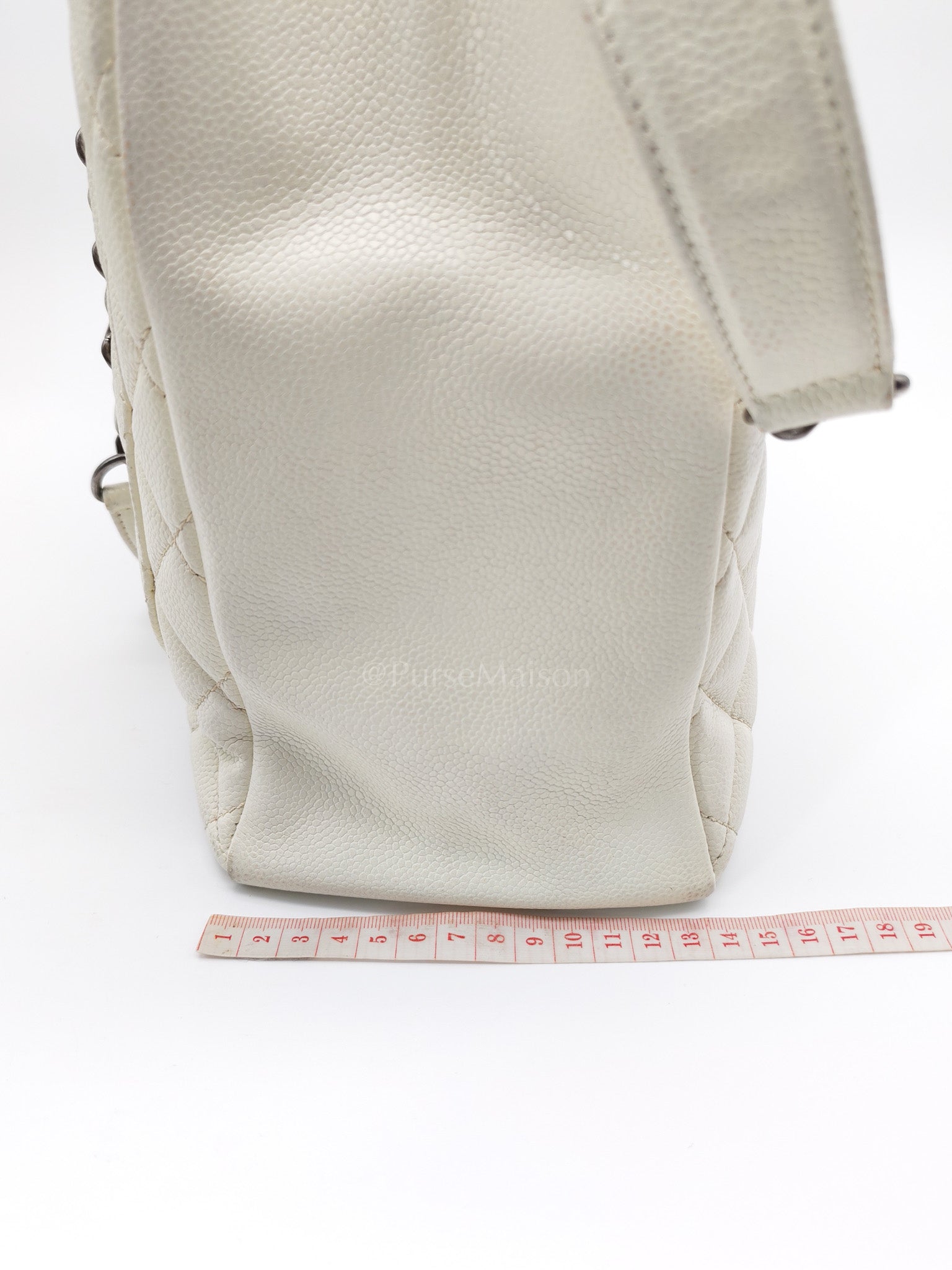 Grand Shopping Tote GST in White Caviar Leather and Ruthenium Hardware Series 13 | Purse Maison Luxury Bags Shop