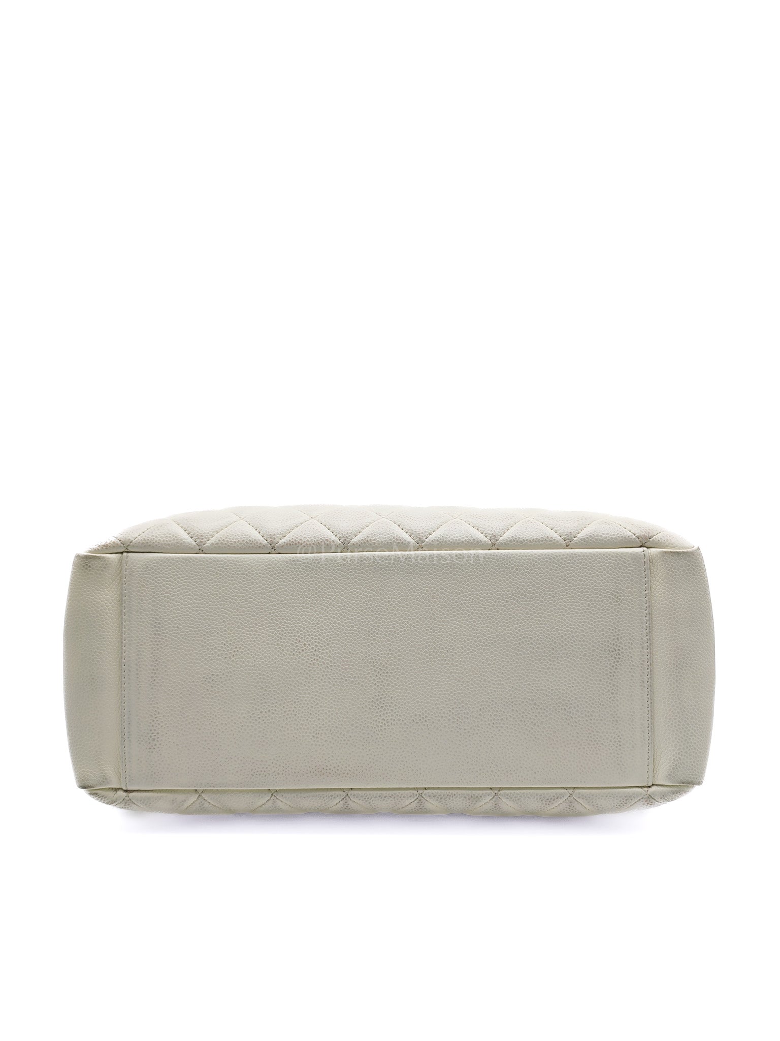 Grand Shopping Tote GST in White Caviar Leather and Ruthenium Hardware Series 13 | Purse Maison Luxury Bags Shop