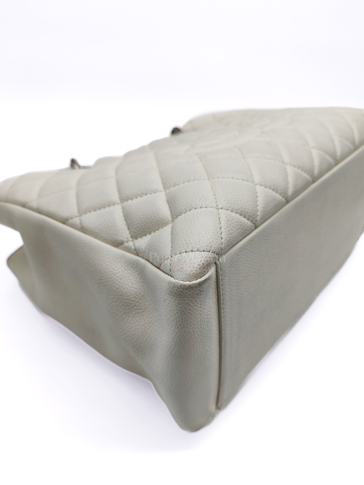 Grand Shopping Tote GST in White Caviar Leather and Ruthenium Hardware Series 13 | Purse Maison Luxury Bags Shop