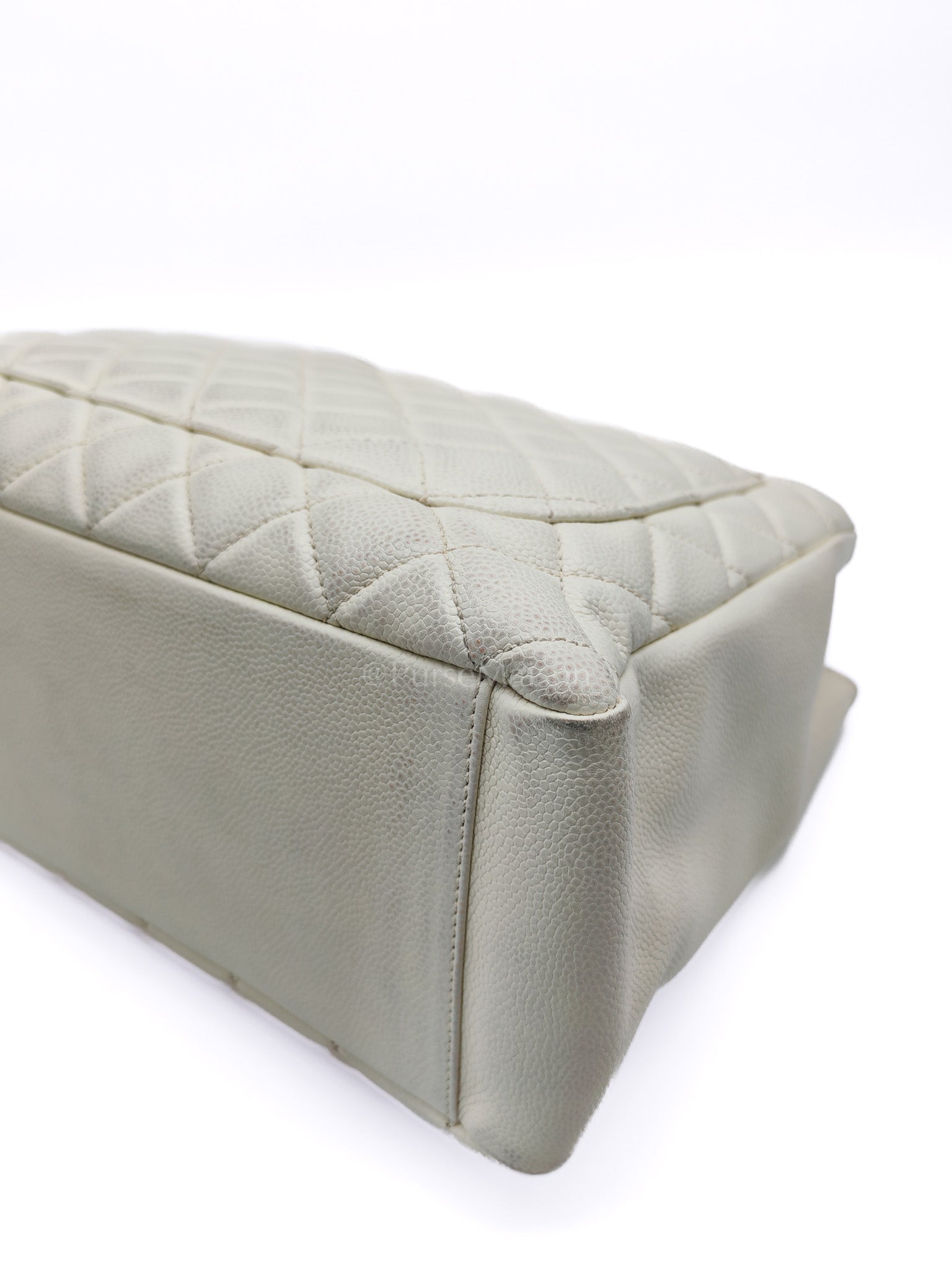 Grand Shopping Tote GST in White Caviar Leather and Ruthenium Hardware Series 13 | Purse Maison Luxury Bags Shop