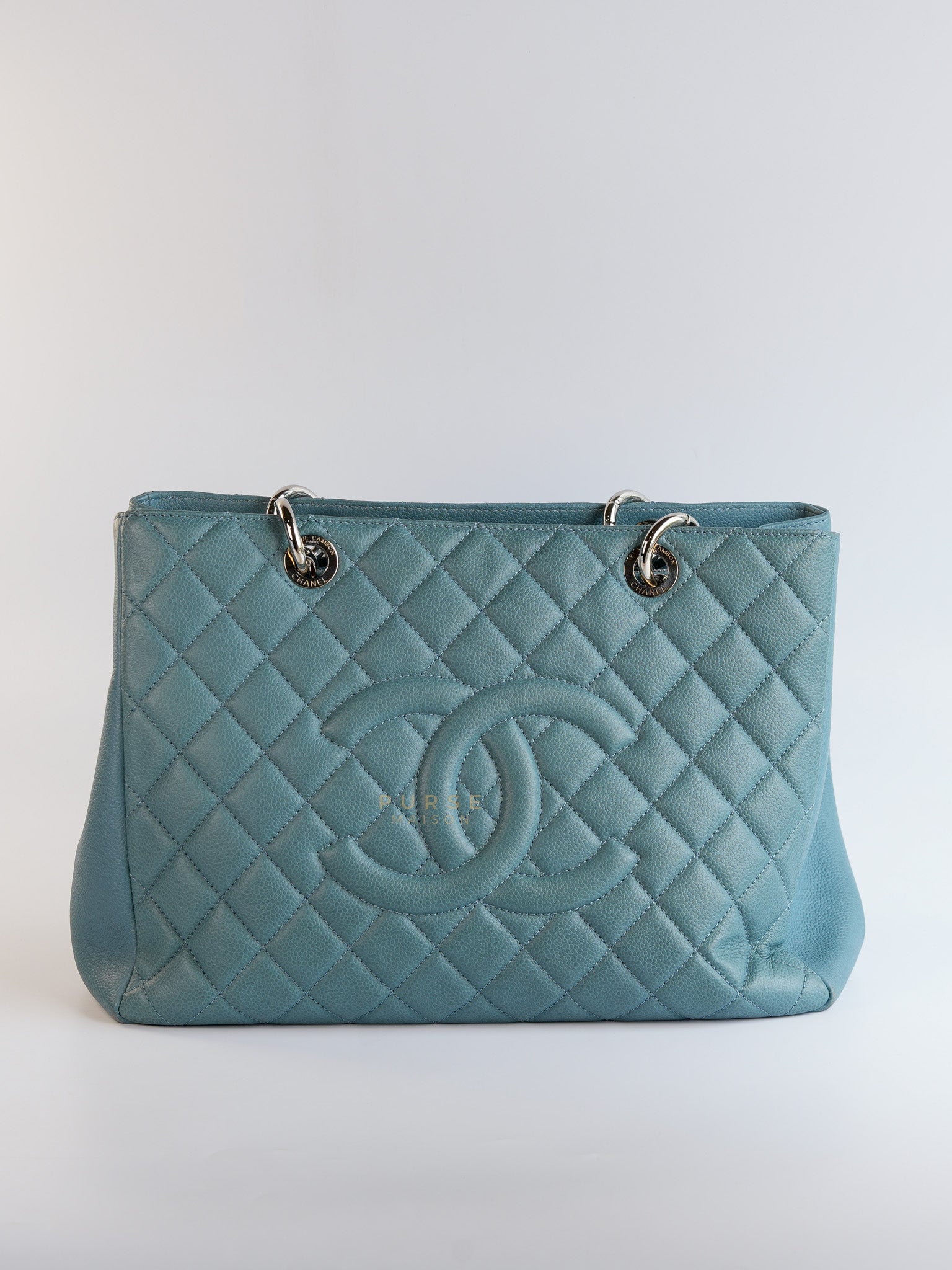 Grand Shopping Tote(GST) in Slate Blue Silver Hardware Series 14 | Purse Maison Luxury Bags Shop