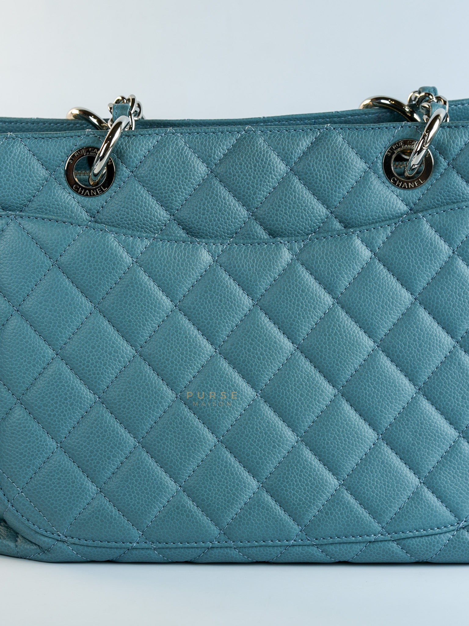 Grand Shopping Tote(GST) in Slate Blue Silver Hardware Series 14 | Purse Maison Luxury Bags Shop