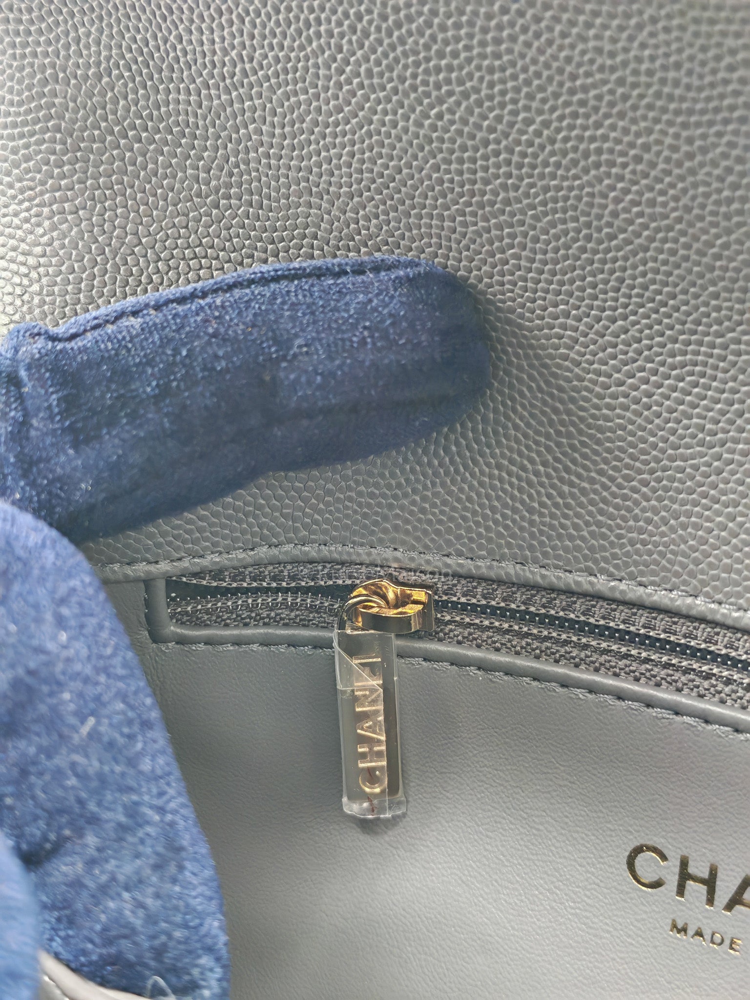 Coco Handle Small in Gray Quilted Caviar Leather & Light Gold Hardware Microchip
