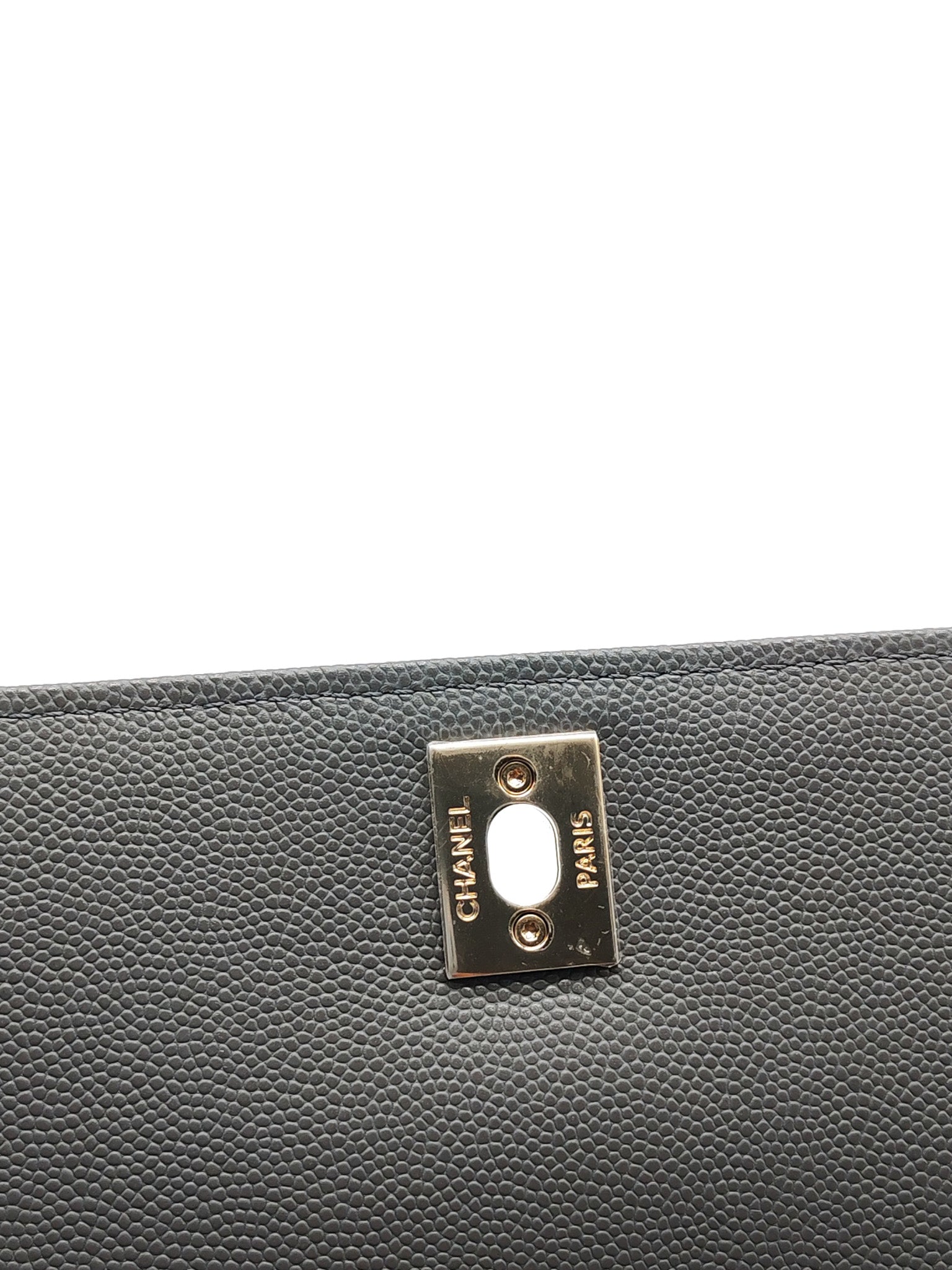Coco Handle Small in Gray Quilted Caviar Leather & Light Gold Hardware Microchip