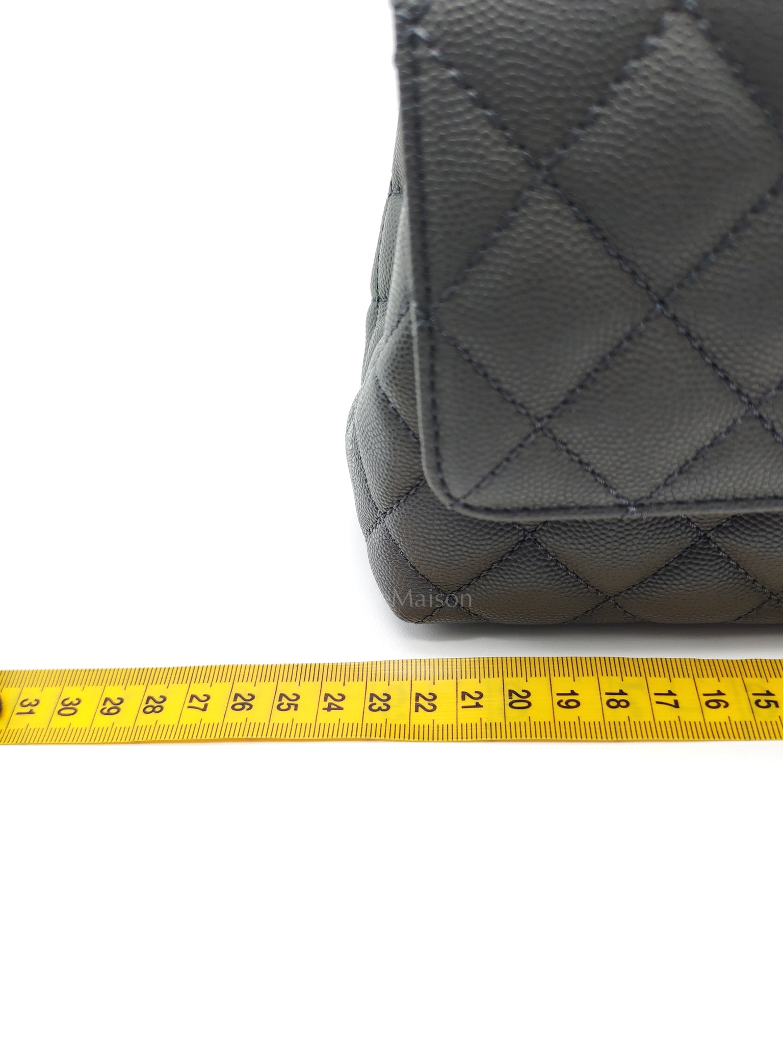 Coco Handle Small in Gray Quilted Caviar Leather & Light Gold Hardware Microchip