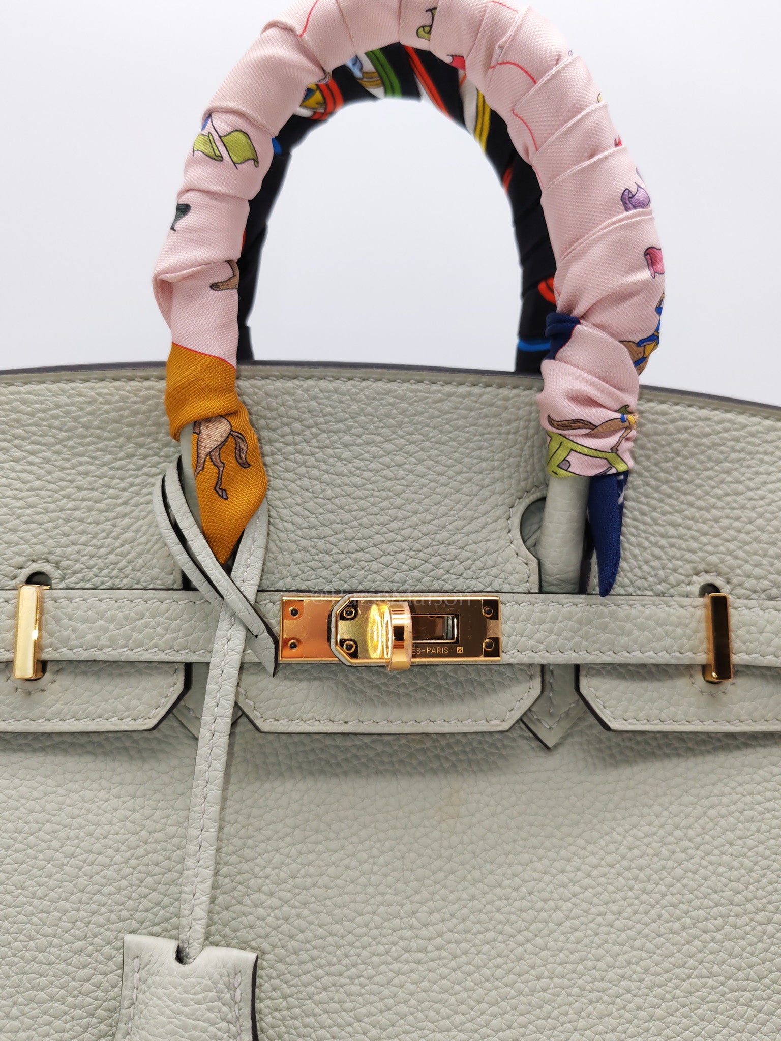 Birkin 25 Retourne in Gris Neve Togo Leather & Gold Hardware Stamp B(2023) with Free Twilly