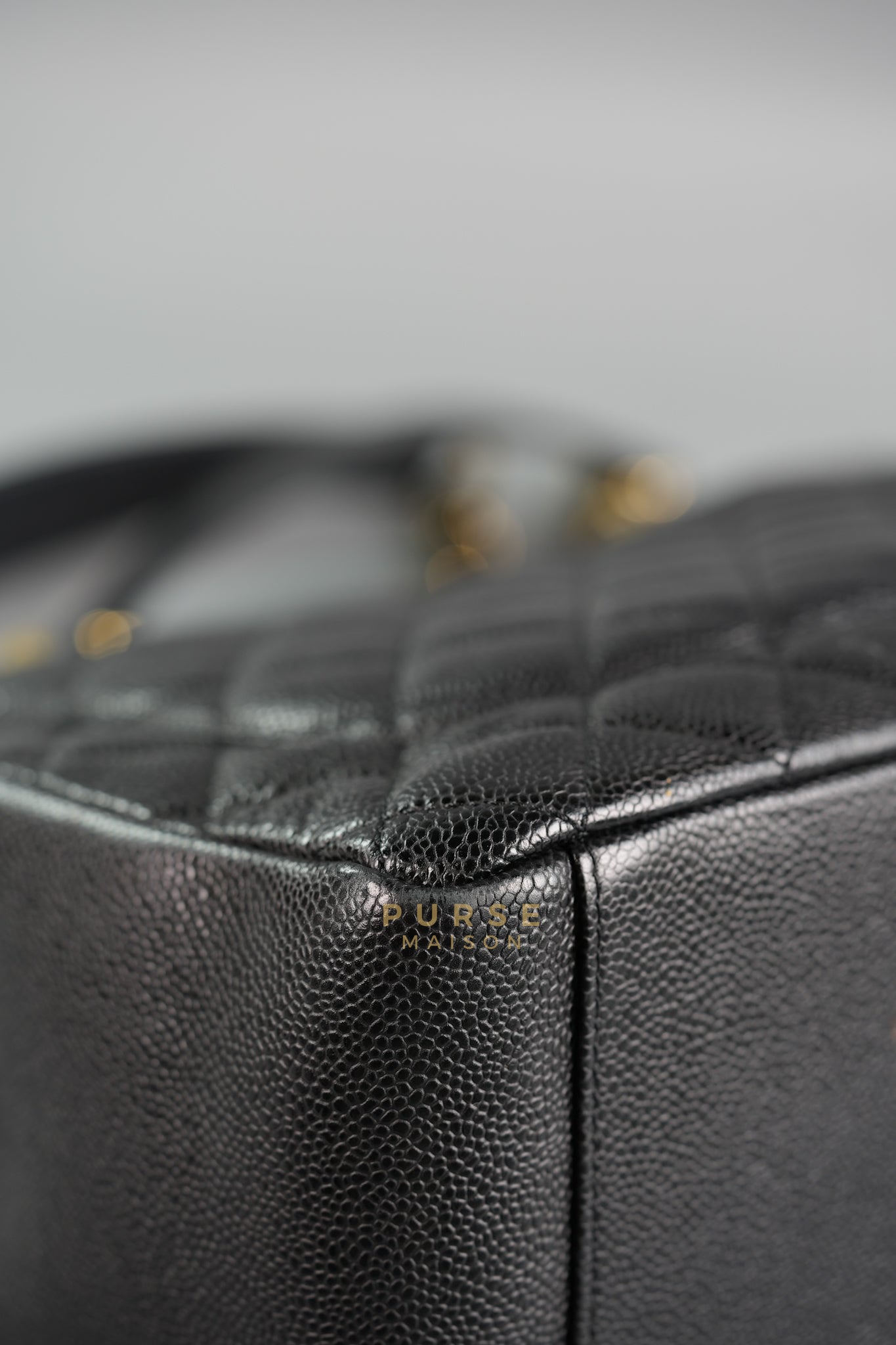 GST in Black Quilted Caviar Leather and Gold Hardware Series 14 | Purse Maison Luxury Bags Shop