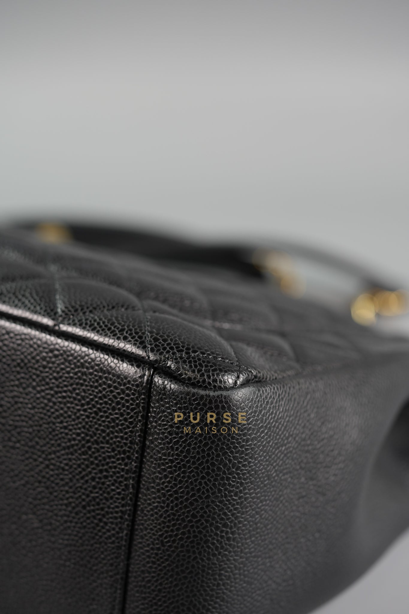 GST in Black Quilted Caviar Leather and Gold Hardware Series 14 | Purse Maison Luxury Bags Shop